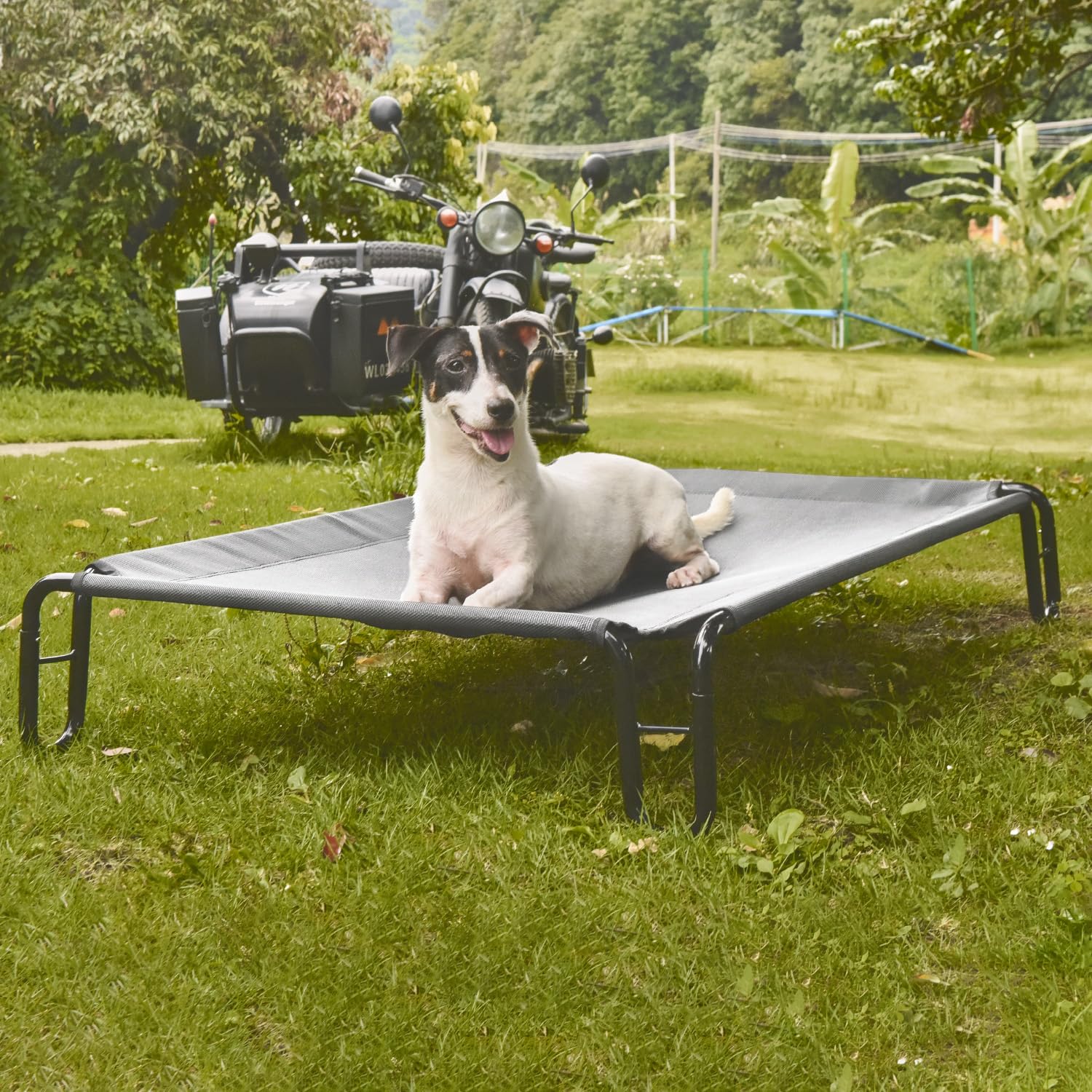Pettycare Elevated Outdoor Dog Bed - Dog Cots Beds For Small Dogs, Waterproof Raised Dog Bed Easy To Assemble, Cooling Elevated Dog Bed With Teslin Mesh, Durable, Non Slip, Up To 35 Lbs,Grey