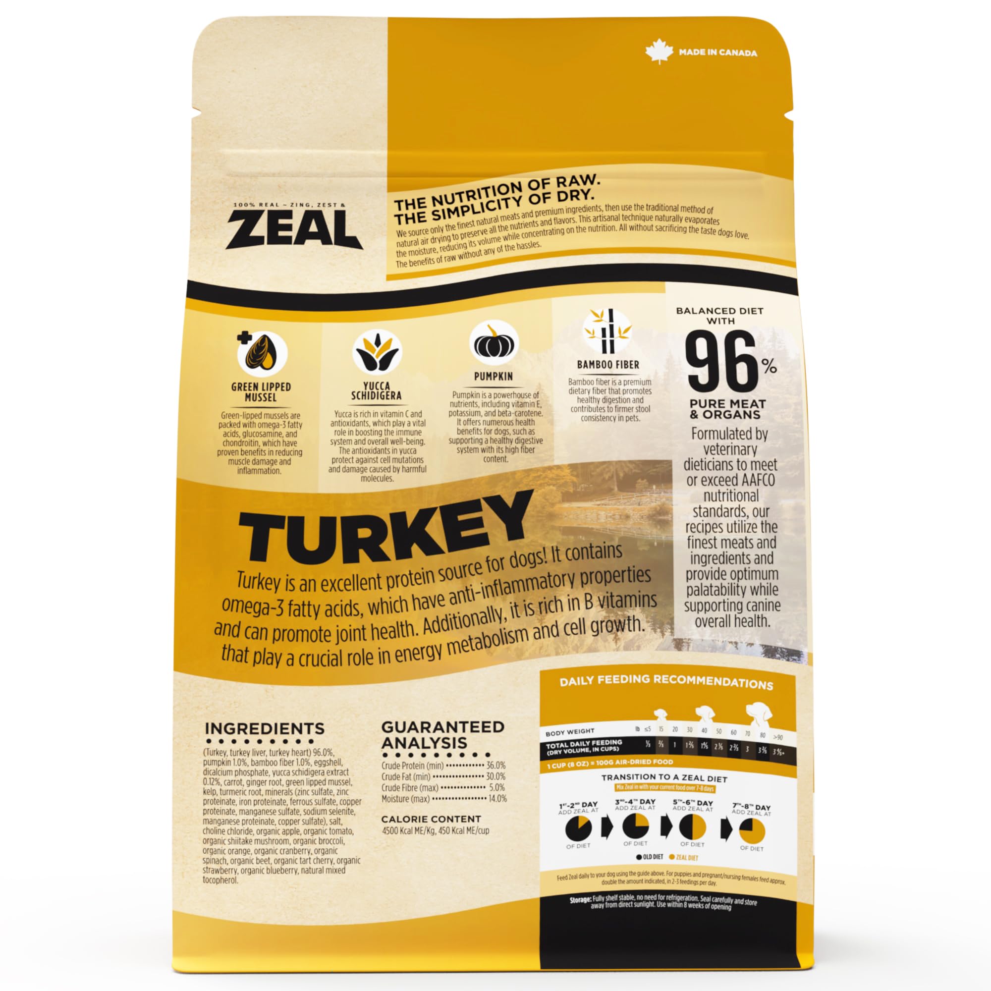 ZEAL Canada Air-Dried Turkey Recipe for Dogs - High Protein, Natural Superfoods, Nutrient Rich, No Fillers, Grain Free, Complete