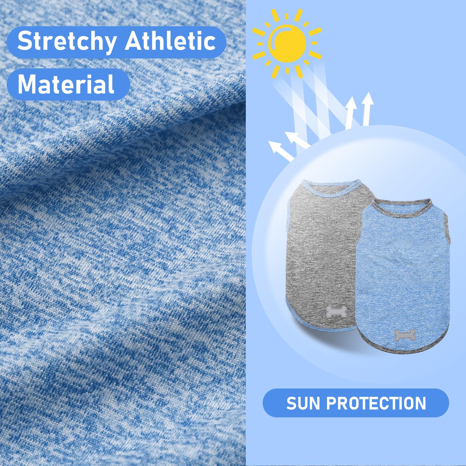 Kyeese 2 Pack Dog Shirts For Large Dogs Quick Dry Breathable Stretchy Sun Protection Pet T-Shirts With Reflective Label Tank Top