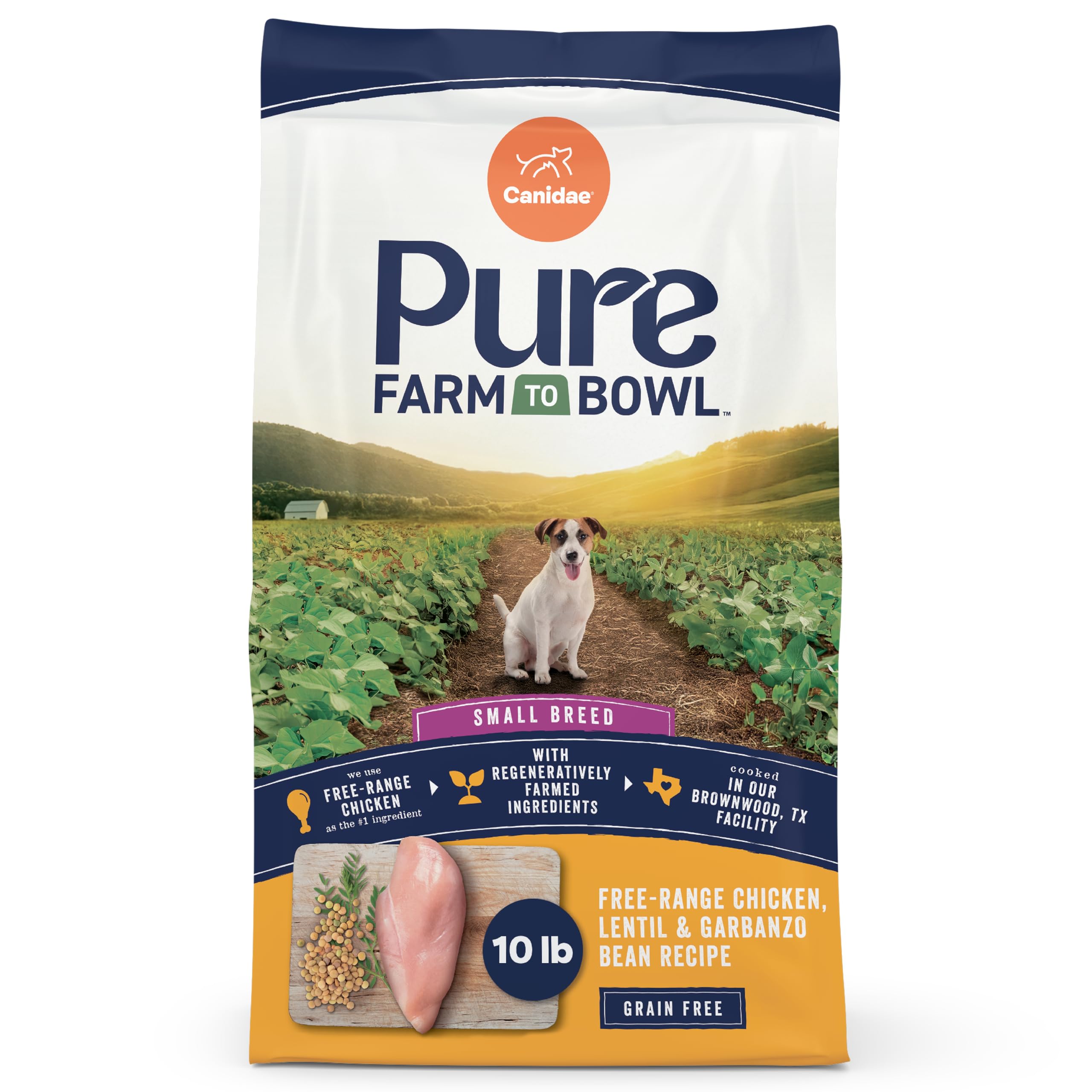 Canidae Pure Farm to Bowl Small Breed, Free-Range Chicken, Lentil & Garbanzo Bean Recipe, 10 lbs.