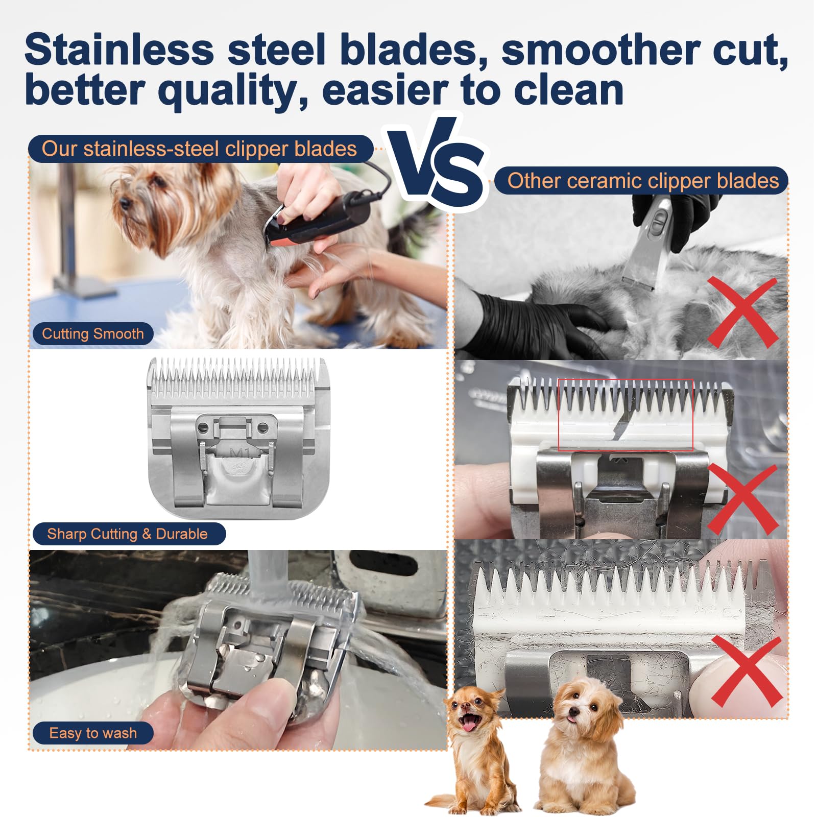 Tutuosto 30# Clipper Blades Pet Grooming Clipper Replacement Blades Detachable Blade Compatible With Andis/Wahl/Oster Dog Clippe