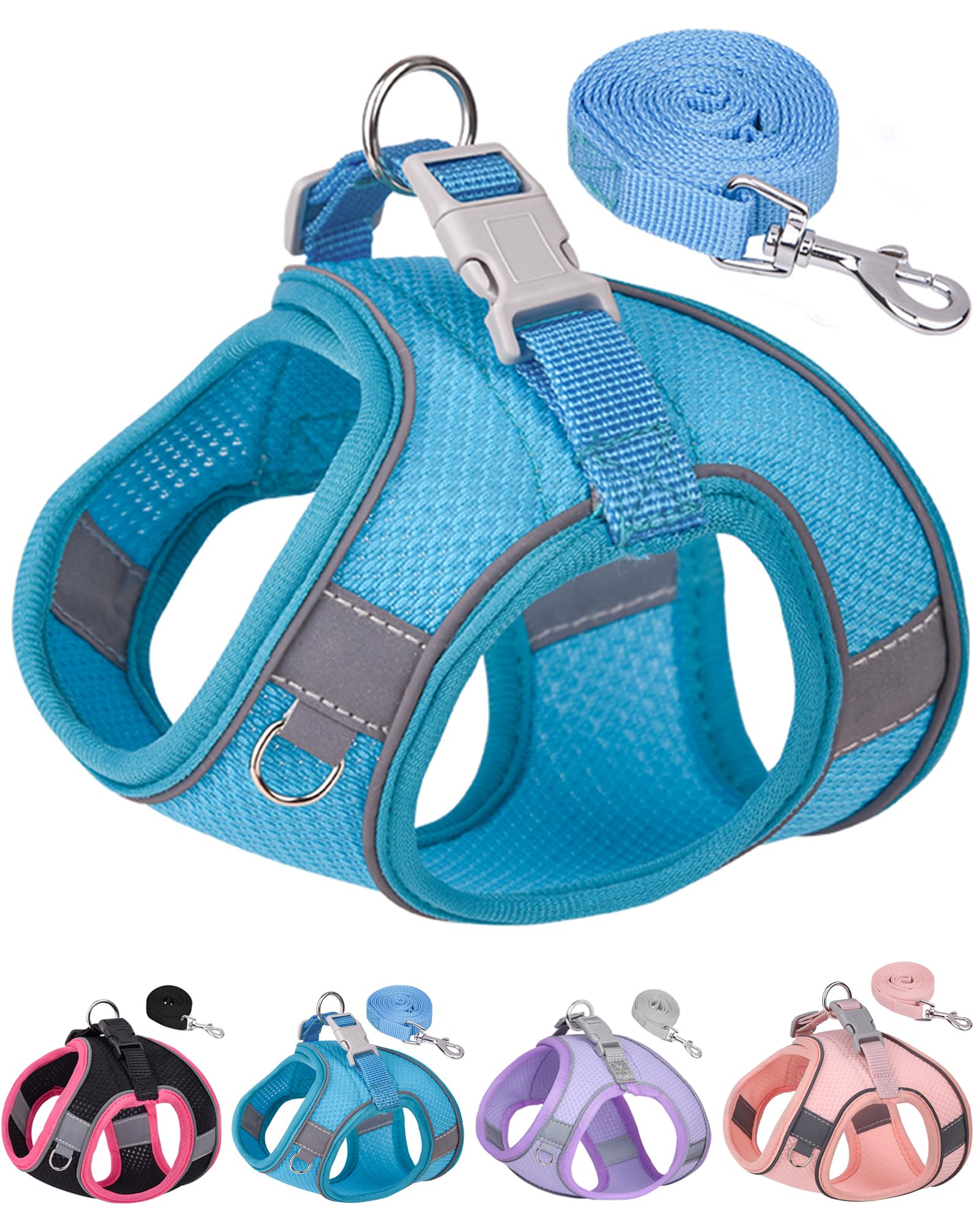 Aecllcea Puppy Harness And Leash Set Training - Dog Vest Harness For Small, Medium Dogs (Blue, L)