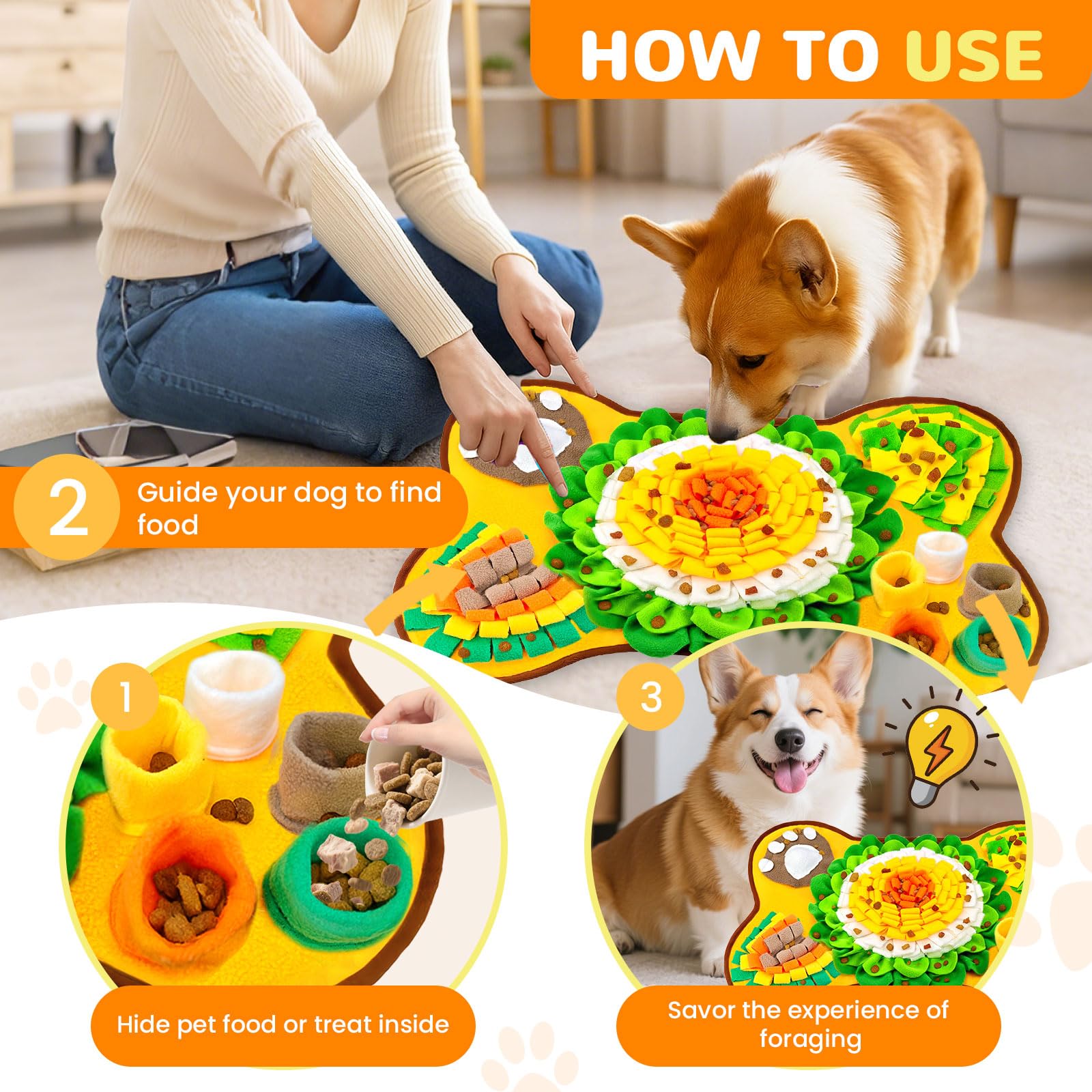 UETZLTB Snuffle Mat for Dogs 24x17, Interactive Dog Enrichment Puzzle Toys to Keep Busy for Puppy Small Medium Dogs Cats, Cognit