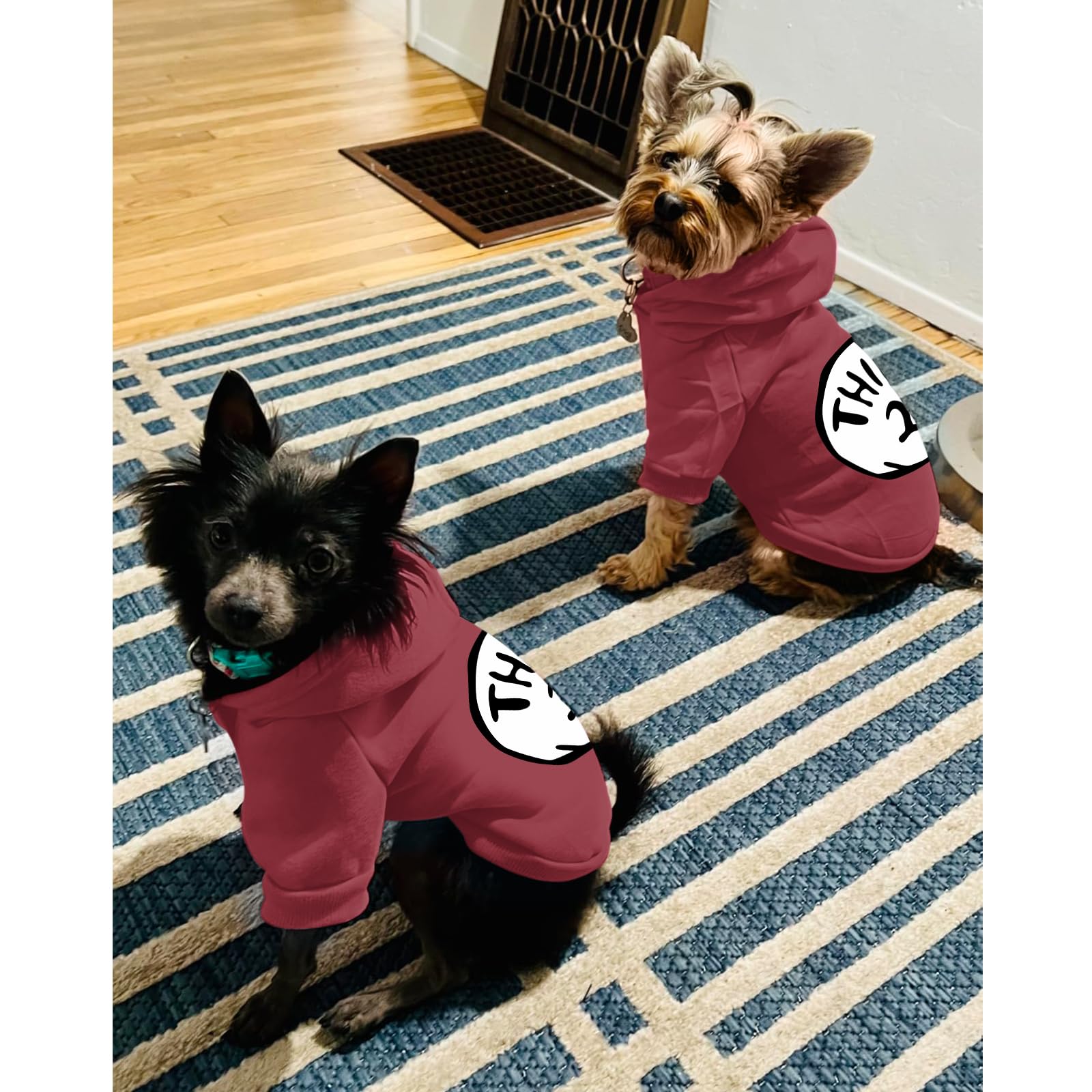 Cayxatiu Dog Hoodie Pet Clothes For Small Dogs Thing 2 Printed Hoodies Medium Puppy Hooded Sweatshirt Pullover Outfit(Wine Red,L