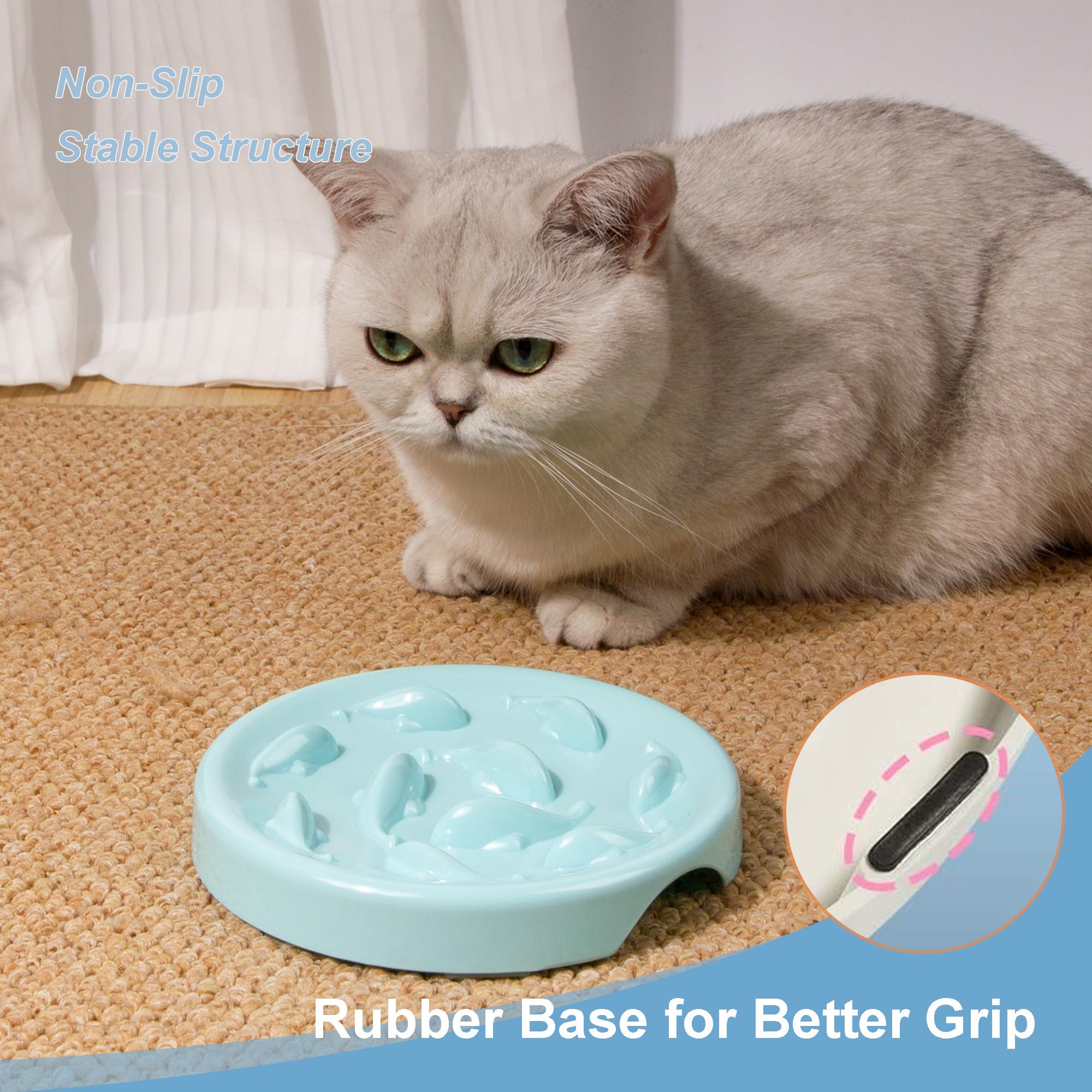 Slow Feeder Bowl For Cats And Small Dogs,Cilkus Fish Pool Design, Fun Interactive Bloat Stop Puzzle Feeder Bowl Healthy Eating D