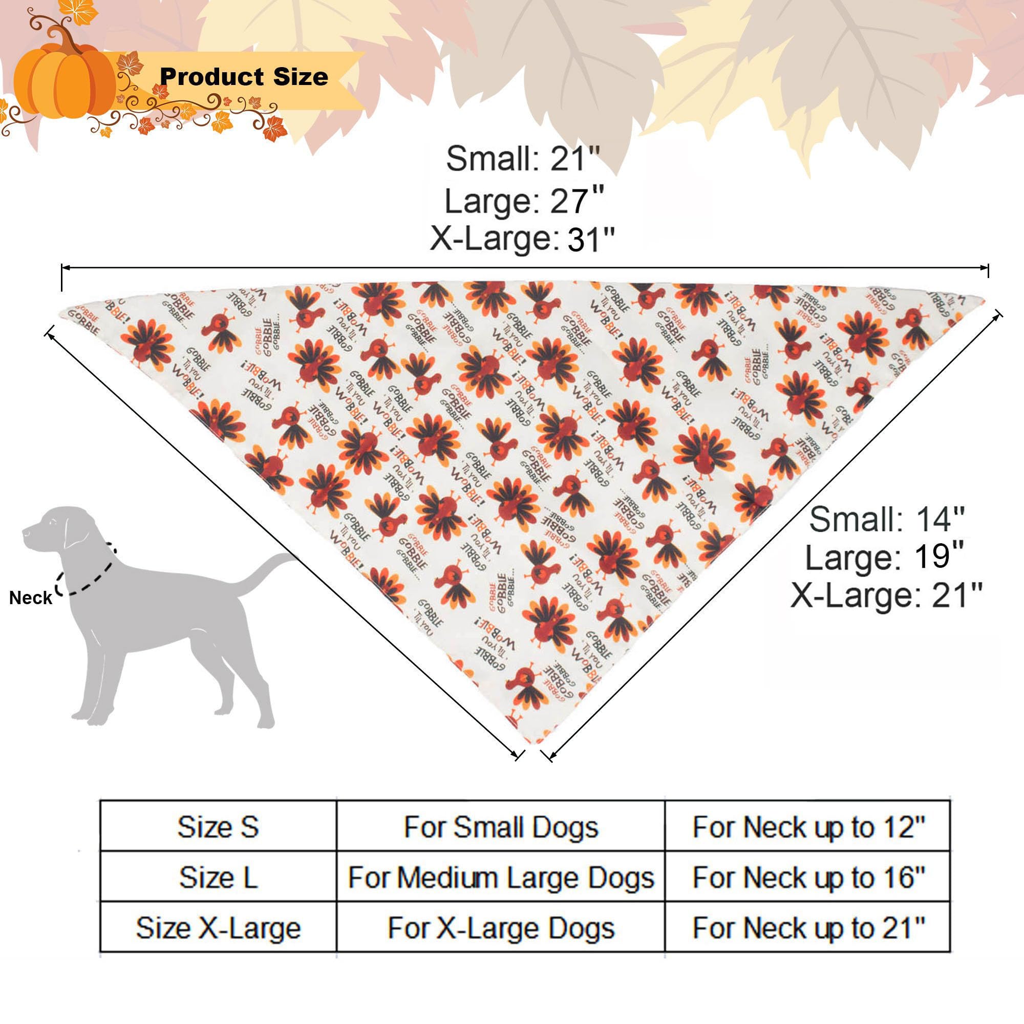 Adoggygo Thanksgiving Dog Bandana Fall Autumn Pet Bandana Reversible Triangle Bibs Scarf Accessories For Small Dogs Pets (Small,