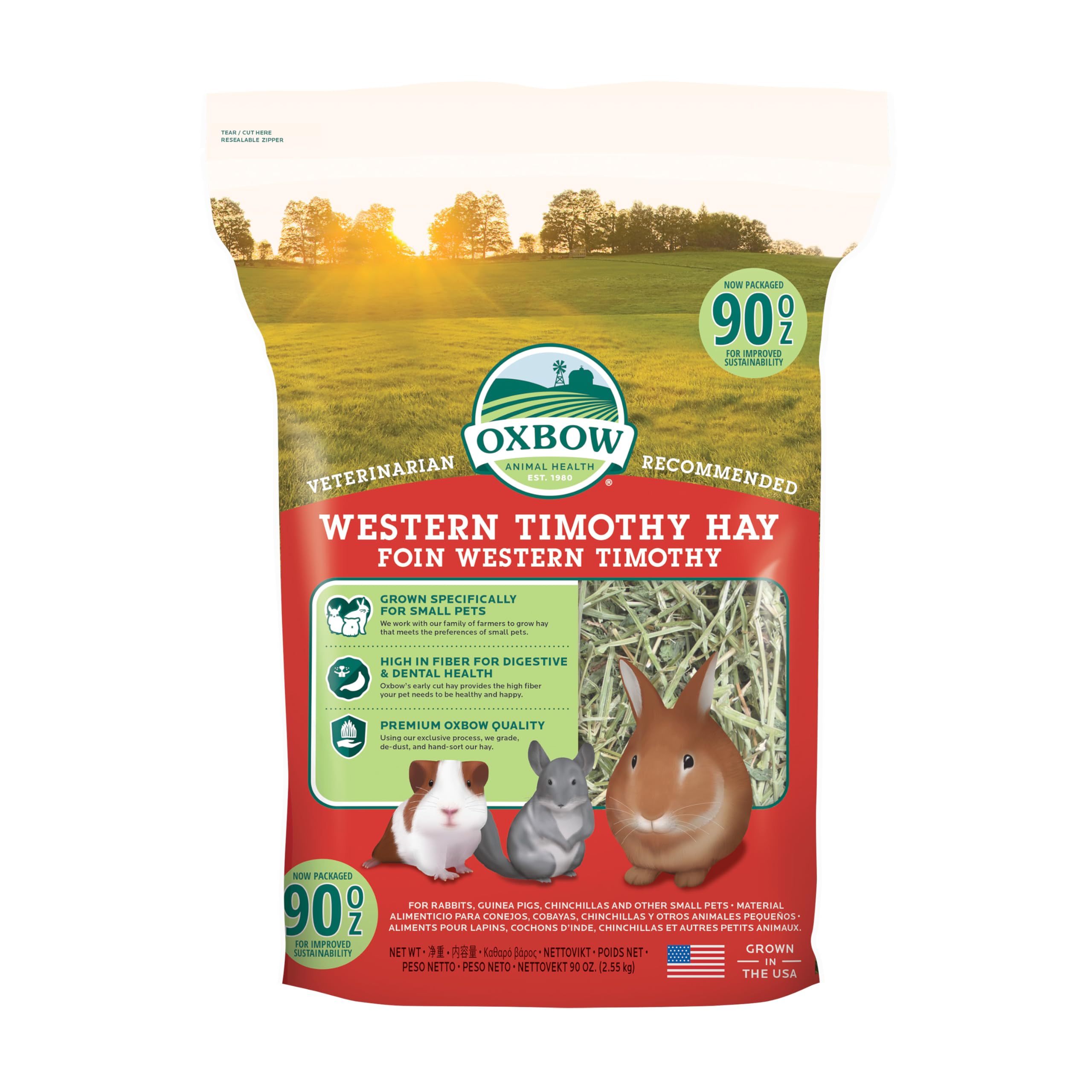 Oxbow Animal Health Western Timothy Hay - All Natural Hay for Rabbits, Guinea Pigs, Chinchillas, Hamsters & Gerbils -Veterinaria