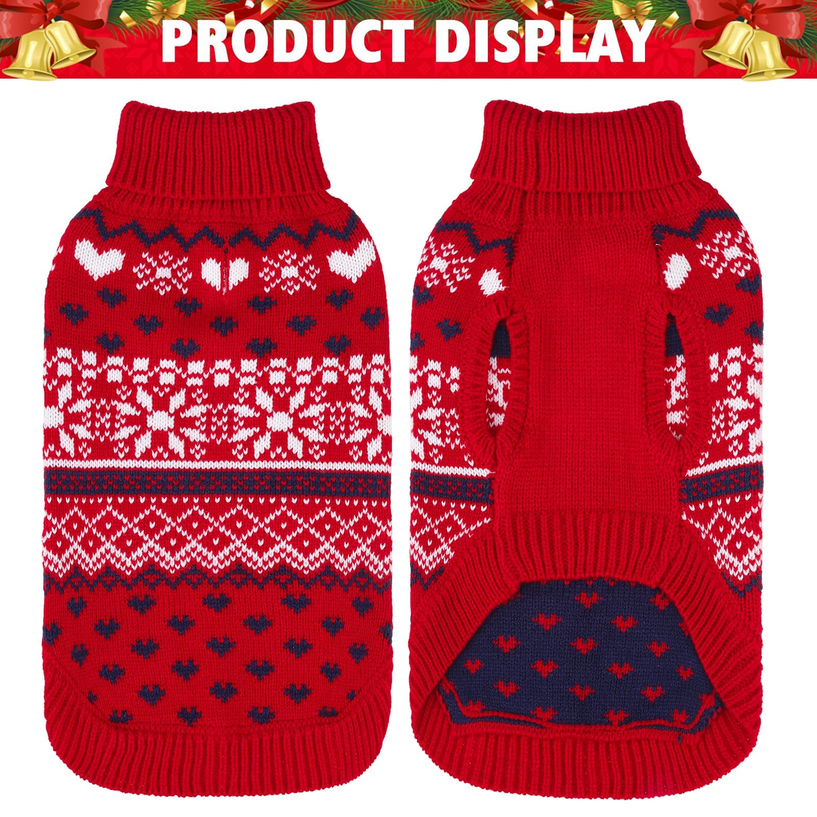 Scenereal Dog Sweaters For Small Medium Large Dogs, Warm Dog Christmas Sweater, Turtleneck Pullover For Xmas Winter Holiday, Sno