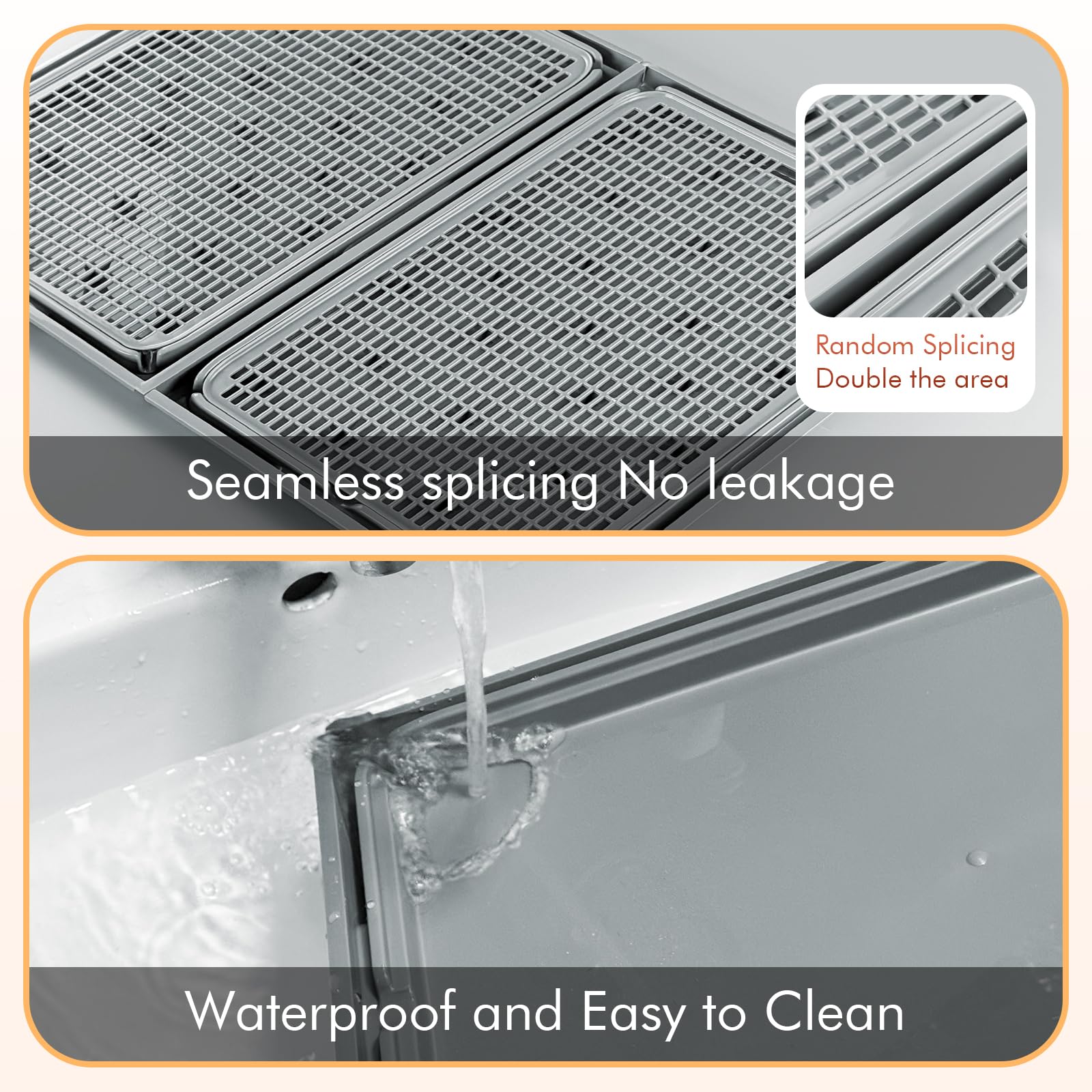 Rarenut 2-Pack Expandable Interlocking Cat Litter Mat 16.5X11.2 Durable Plastic Litter Mats Double-Layer Mesh Traps Waterpro