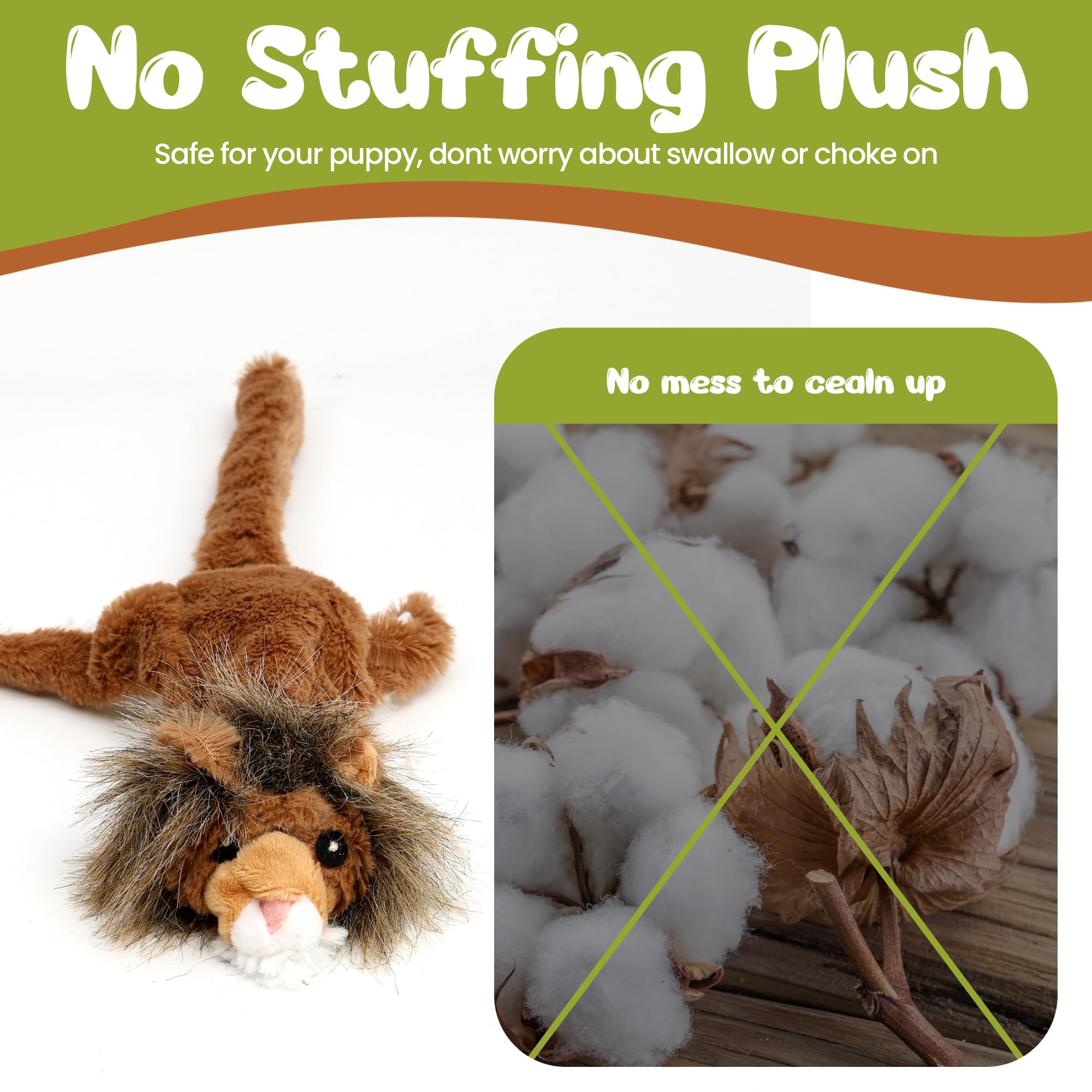Spot Mini Skinneeez | Stuffless Dog Toy With Squeaker For All Dogs | Tug-Of-War Toy For Small And Large Breeds | 14” | Jungle Cat Assorted Design | By Ethical Pet (Pack Of 1)