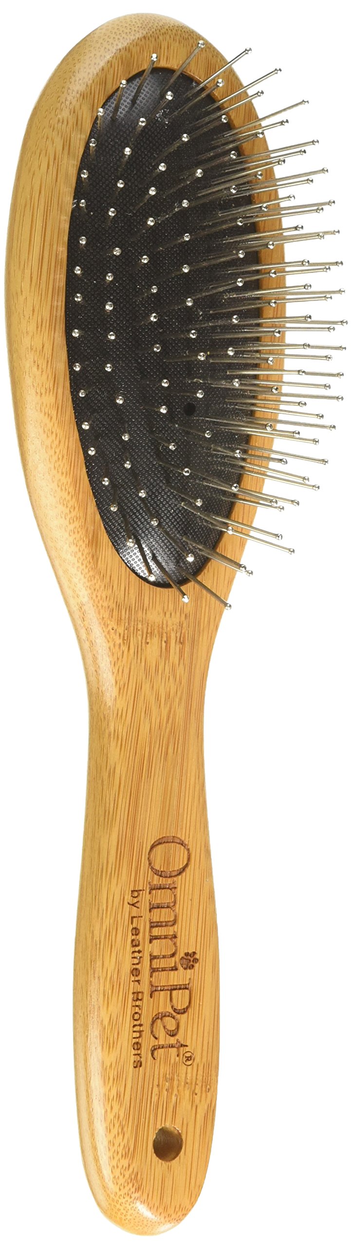 Omnipet Pro-Finish Pin Grooming Brush With Carbonized Bamboo Handle, Medium, 8.5'