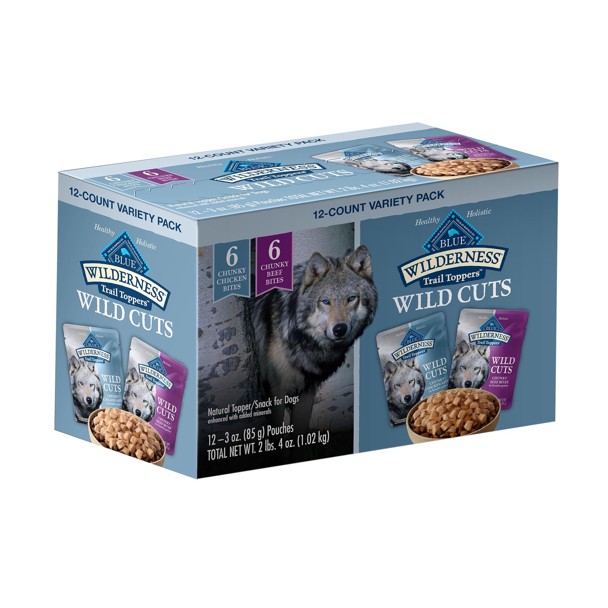 Blue Buffalo Wilderness Trail Toppers Wild Cuts Wet Dog Food Variety Pack, High-Protein & Grain-Free, Made with Natural Ingredie