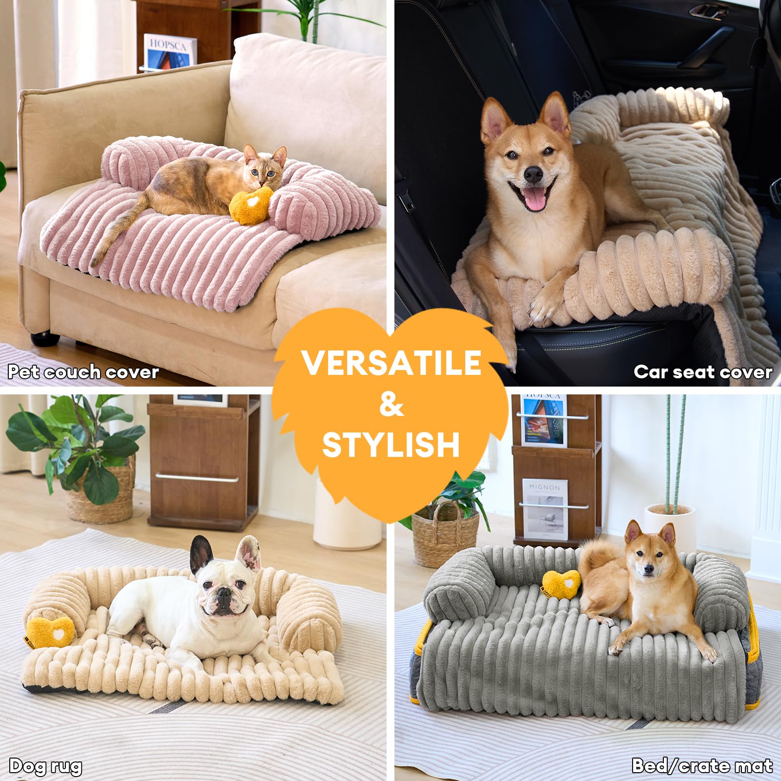 Funny Fuzzy Pet Couch Cover For Sofa, Calming Dog Bed For Couch, Fluffy Plush Dog Couch Mat For Furniture Protector For Large Me