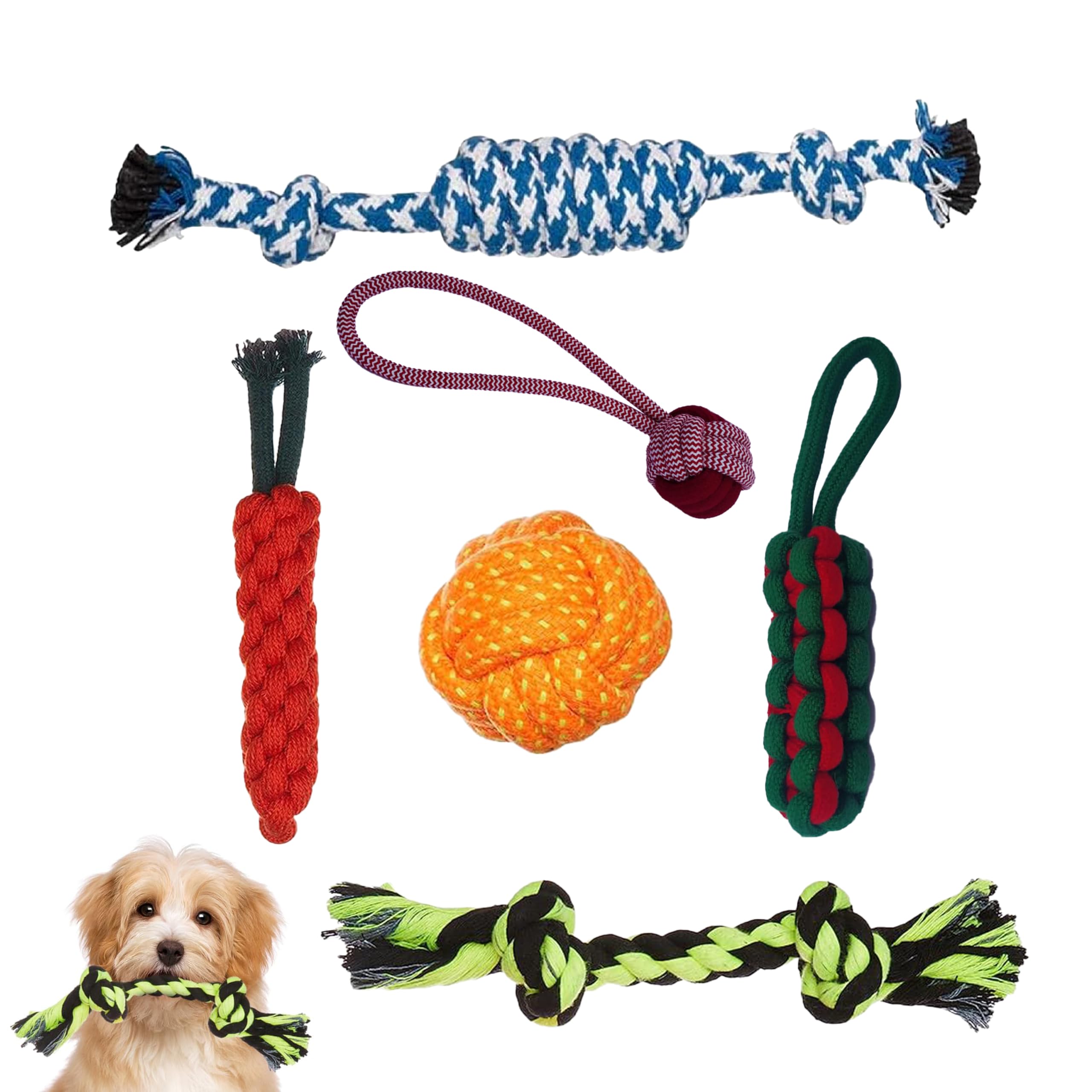 Pethood Dog Chew Toys, Cotton Rope Combo Pack Of 6 For Small & Medium Dogs & Puppies (Color May Vary)