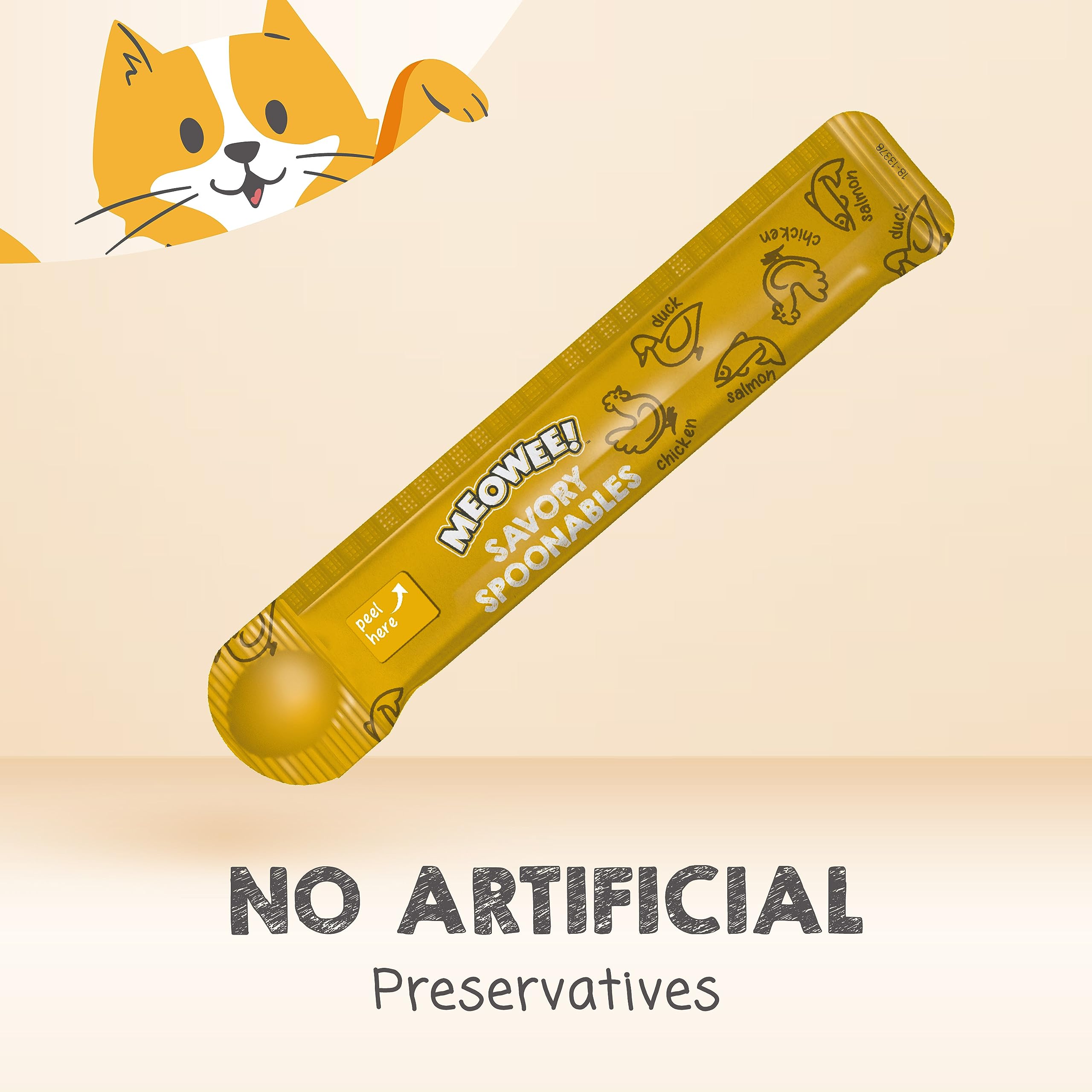 MEOWEE! Savory Spoonables Variety Pack, 12 Count Tube, Triple Flavor Squeezable Lickable Wet Treats for Cats with Built-in Spoon