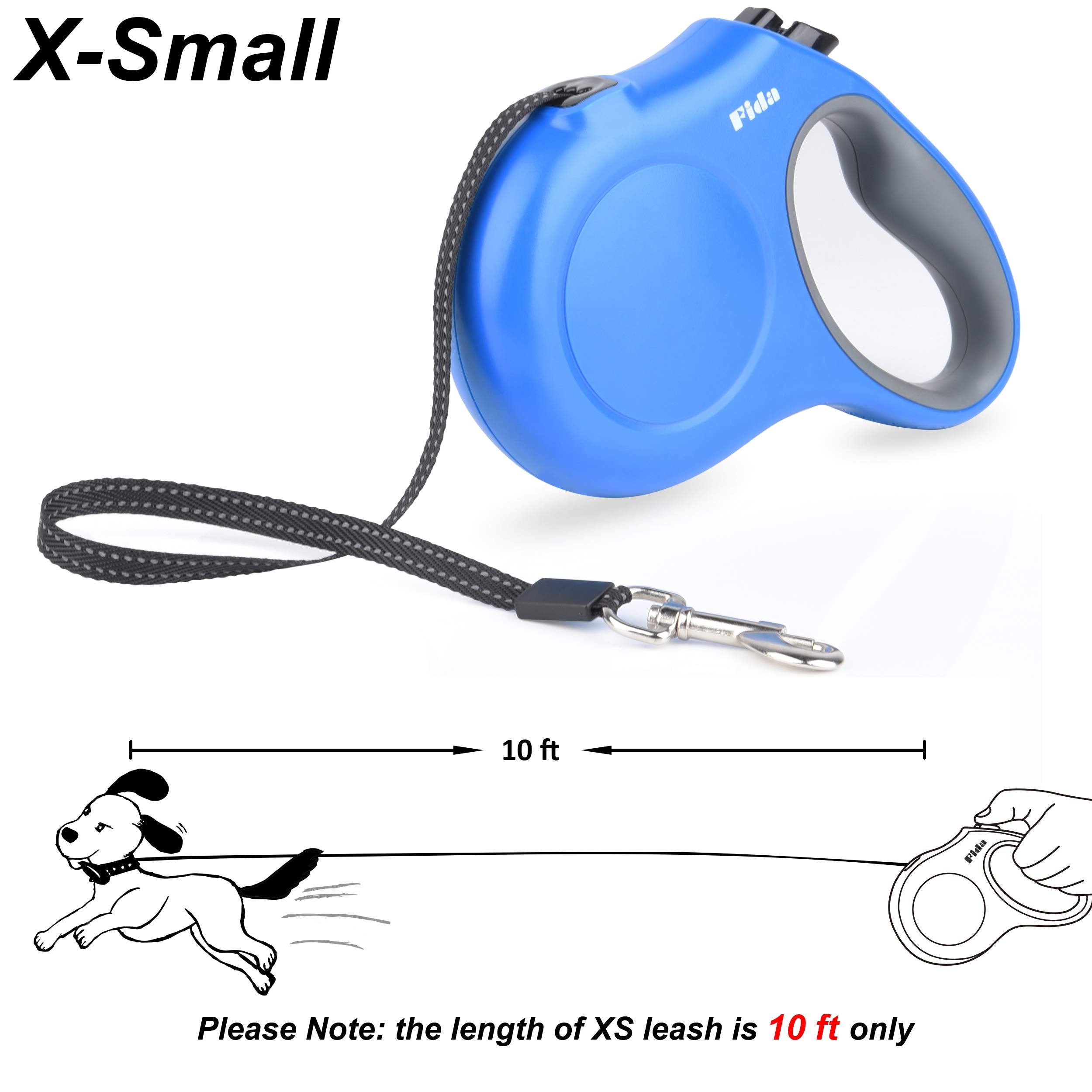 Fida Retractable Dog Leash X-Small Breed, 10 Ft Durable Pet Walking Leash For Extra Small Dogs/Cats/Small Animals Up To 18 Lbs, 360?Tangle Free, Blue
