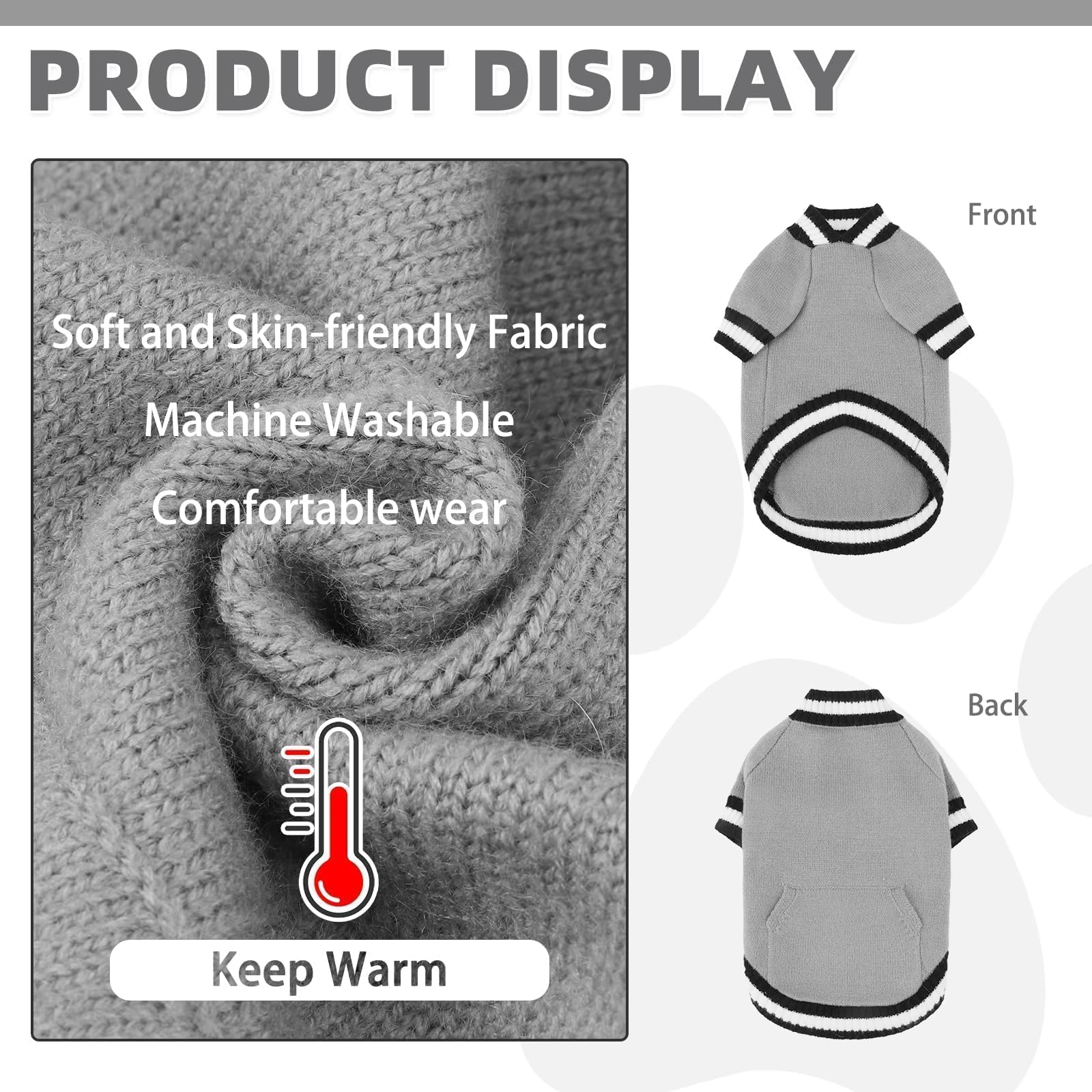 Kooltail Medium Dog Sweater Winter Clothes - Knitwear Soft Cold Weather Coat With Pocket, Pet Fleece Sweatshirt Shirt Pullover O
