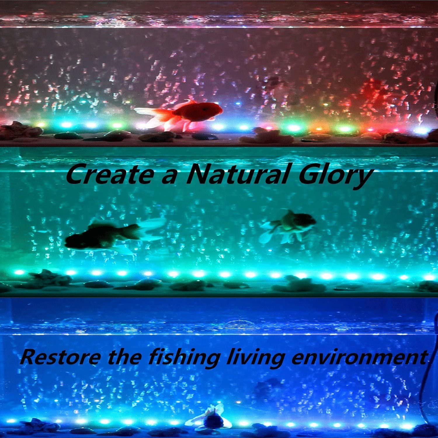 Led Aquarium Light, 23 Inches Fish Tank Light Rgb Color Underwater Light Submersible Crystal Glass Lights, 33 Led Beads, Brightn