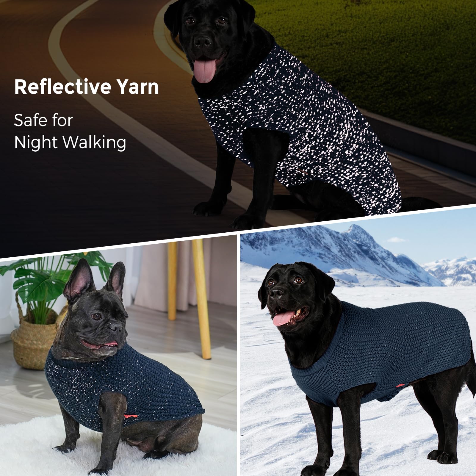 Kyeese Dog Sweater Warm Dog Coats Comfy Pet Sweater Medium Dog Sweater With Reflective Yarn Stretchy Dogs Clothes Pullover Pet S