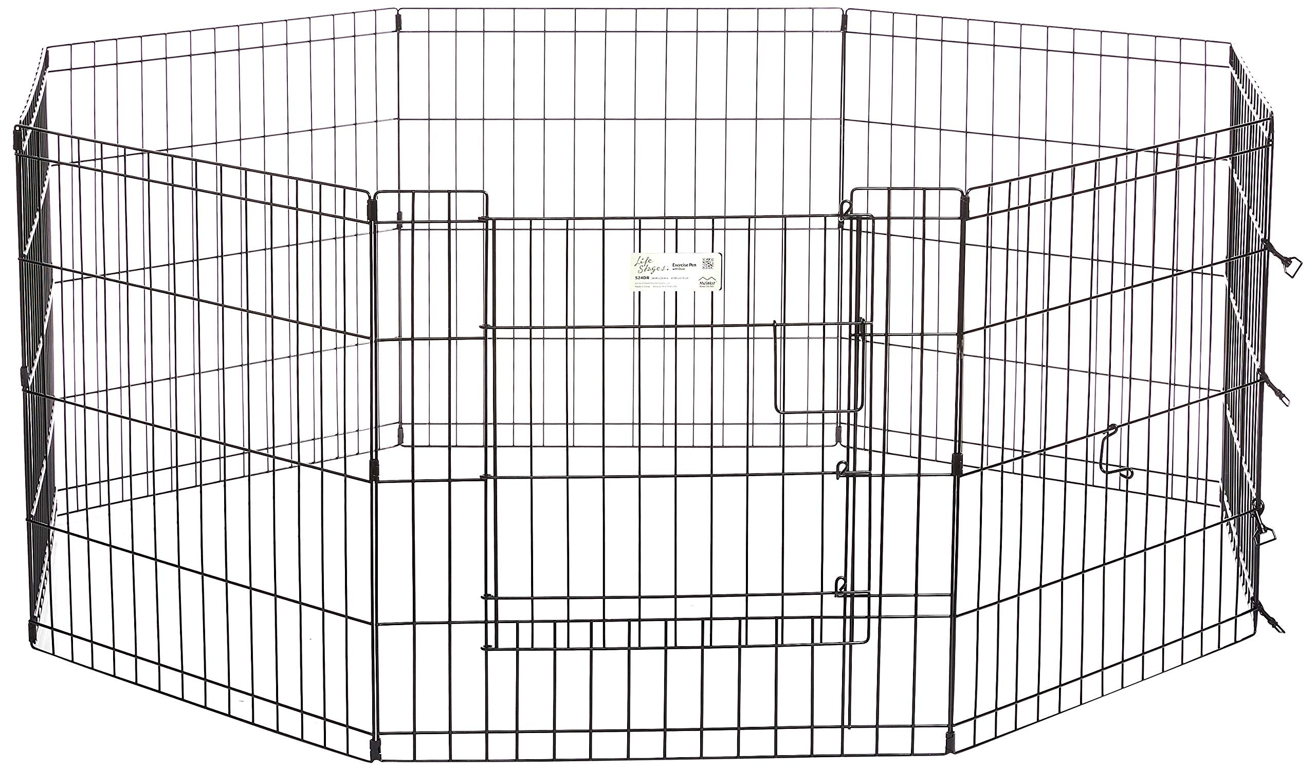 Midwest Homes For Pets Exercise Pen For Pets With Full Max Lock Door, 24-Inch, Black
