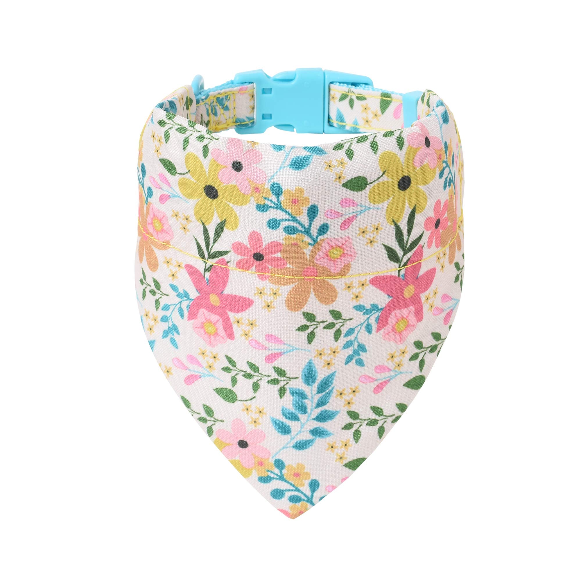 Mile High Life | Cute Bandana Collar | Soft Poly Cotton Fabric Collars For Medium Dogs | Flower & Fruit Pattern (Wild Flowers, B