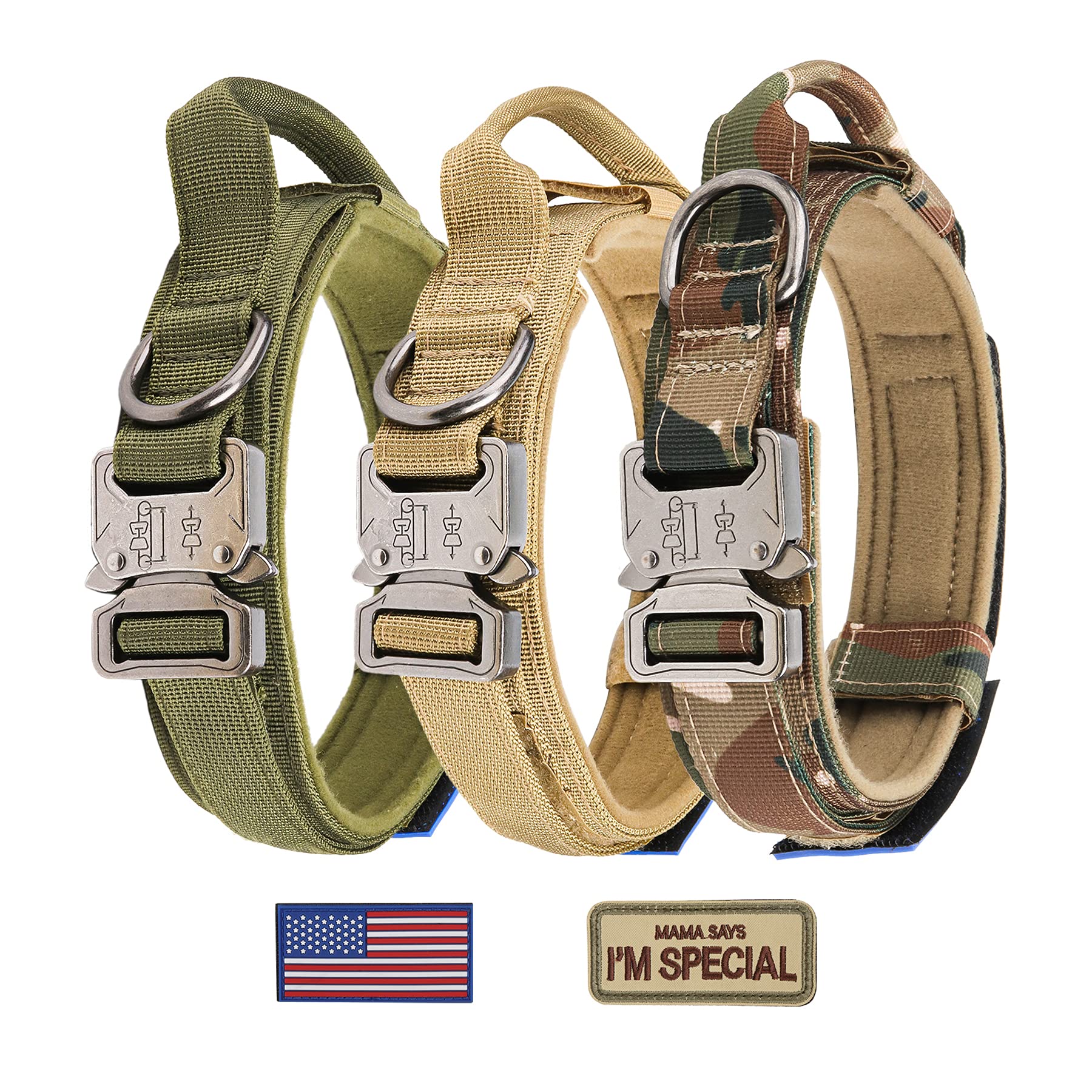 Kcucop Tactical Dog Collar - Heavy Duty Collar With Handle And Metal Buckle, Military Thick Dog Collars For Medium And Large Dog