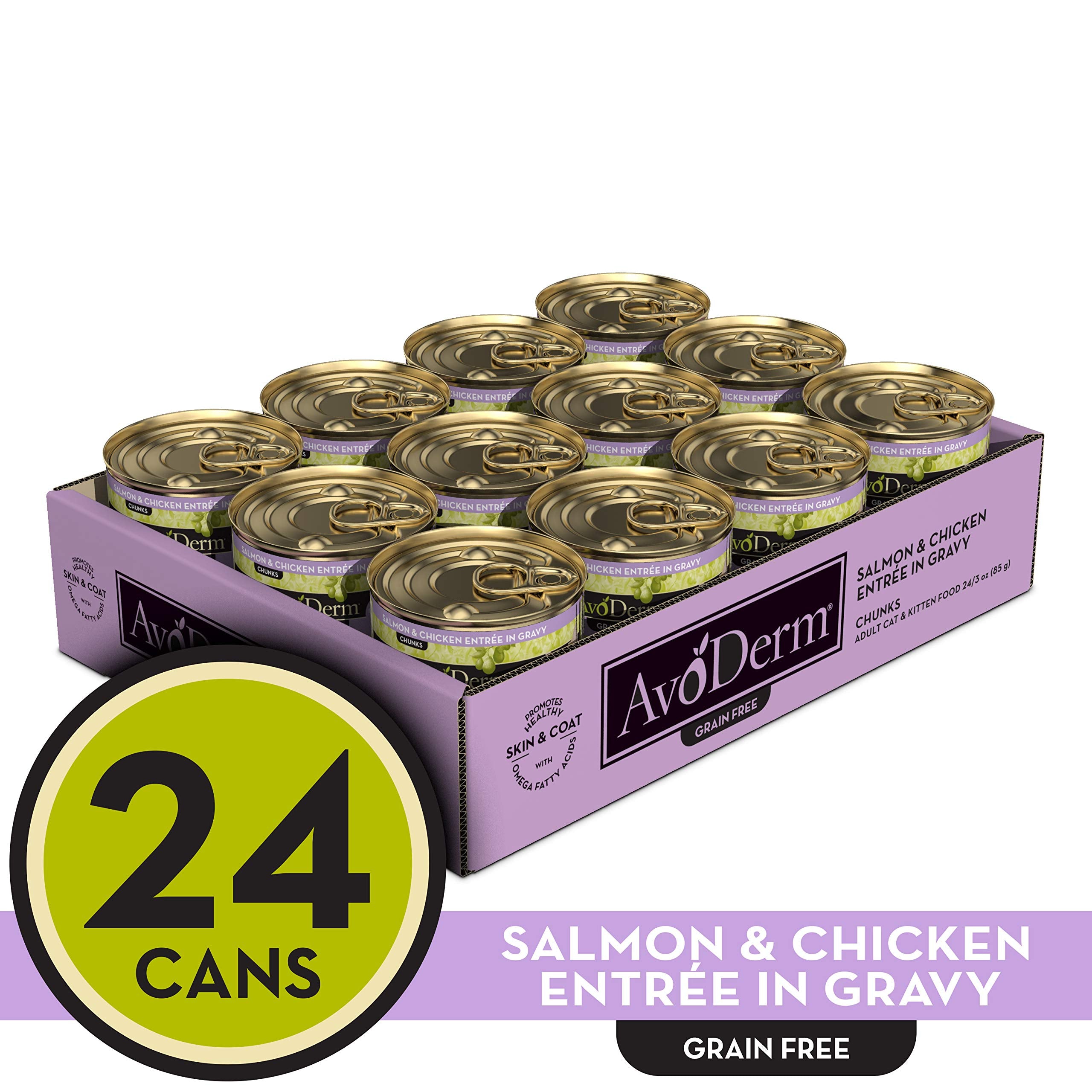 AvoDerm Natural Grain Free Salmon & Chicken Entr  e in Gravy Wet Cat Food 3 oz (Pack of 24)