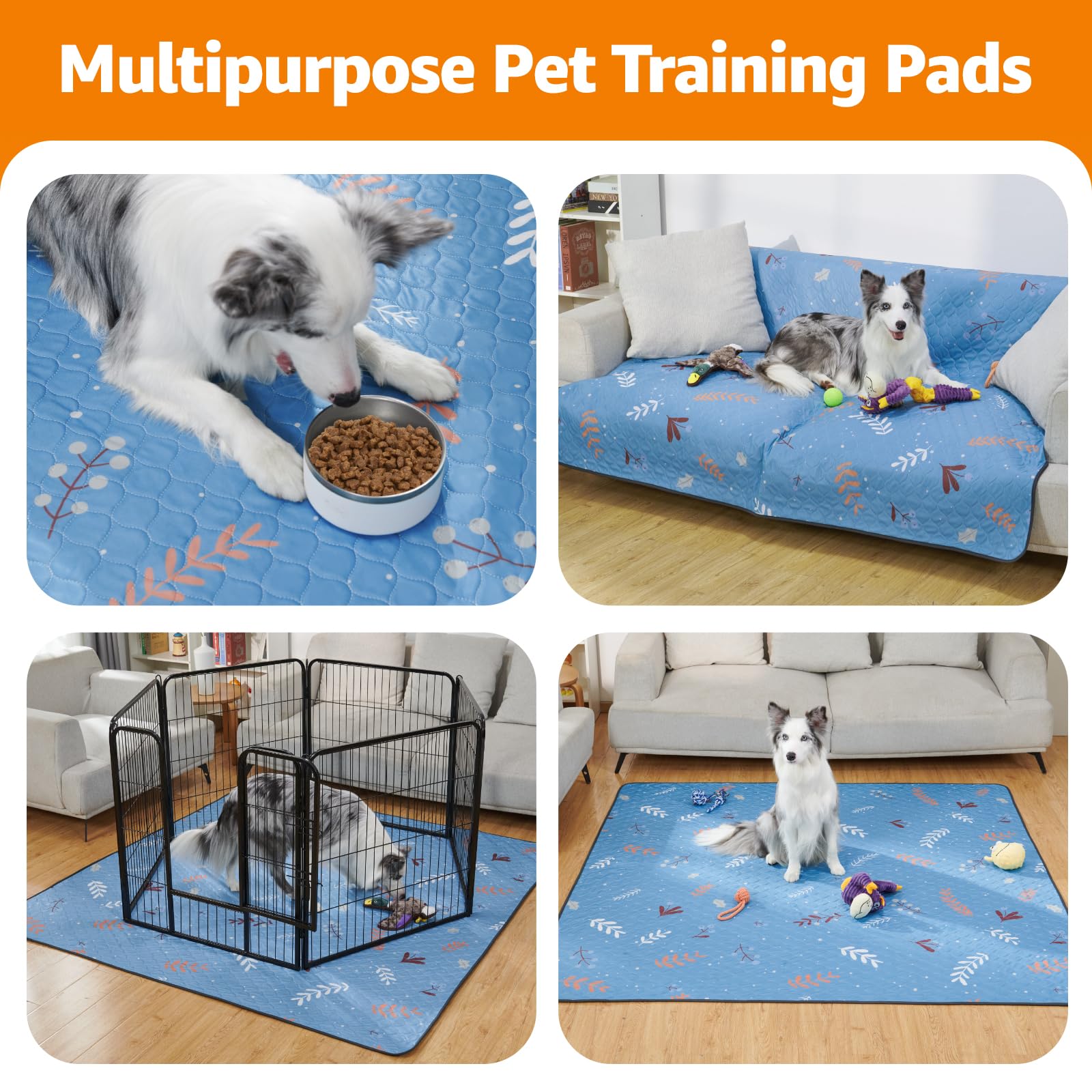 Loobani Washable Pee Pads For Dogs: Extra Large Dog Pee Pads Reusable 72'' X 72'', 2 Pack Waterproof Puppy Potty Training Pads N