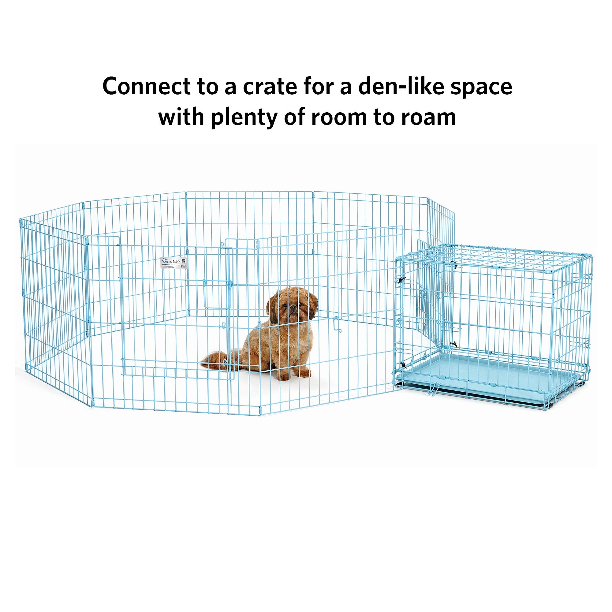 Midwest Homes For Pets Folding Metal Exercise Pen / Pet Playpen, Blue,24'W X 24'H, 1-Year Manufacturer'S Warranty