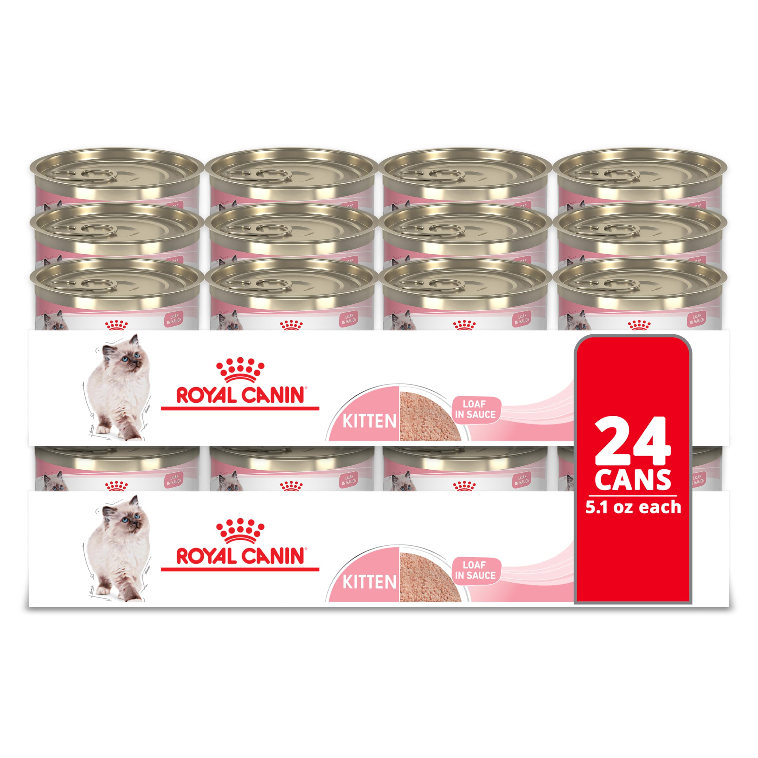 Royal Canin Feline Health Nutrition Kitten Loaf in Sauce Canned Cat Food, 5.1 oz can (24-count)