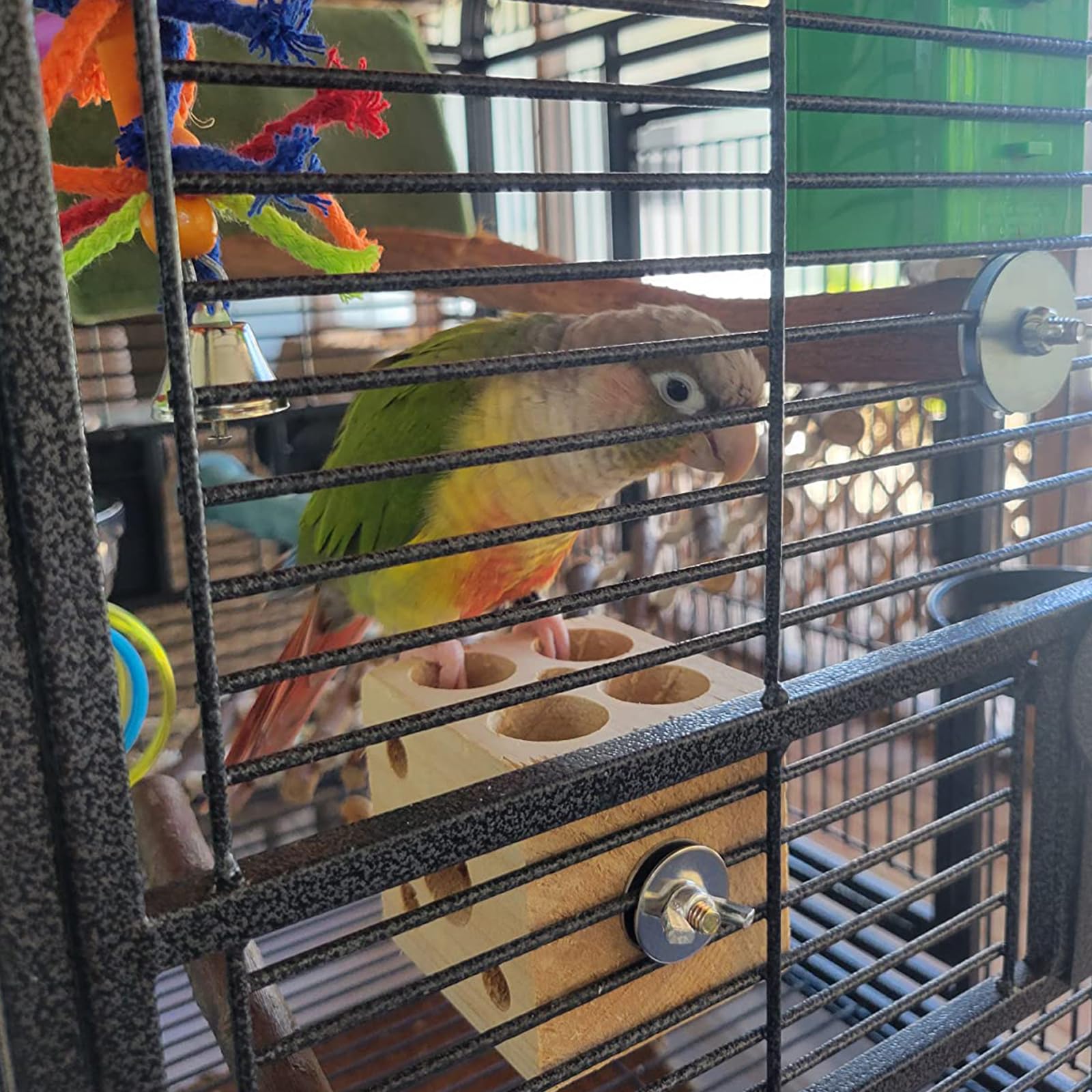 QBLEEV Bird Wooden Block Puzzle Parrot Chicken Foraging Toys, Small Animal Shredding Teething Parakeet Cockatiel Conure Budgie C