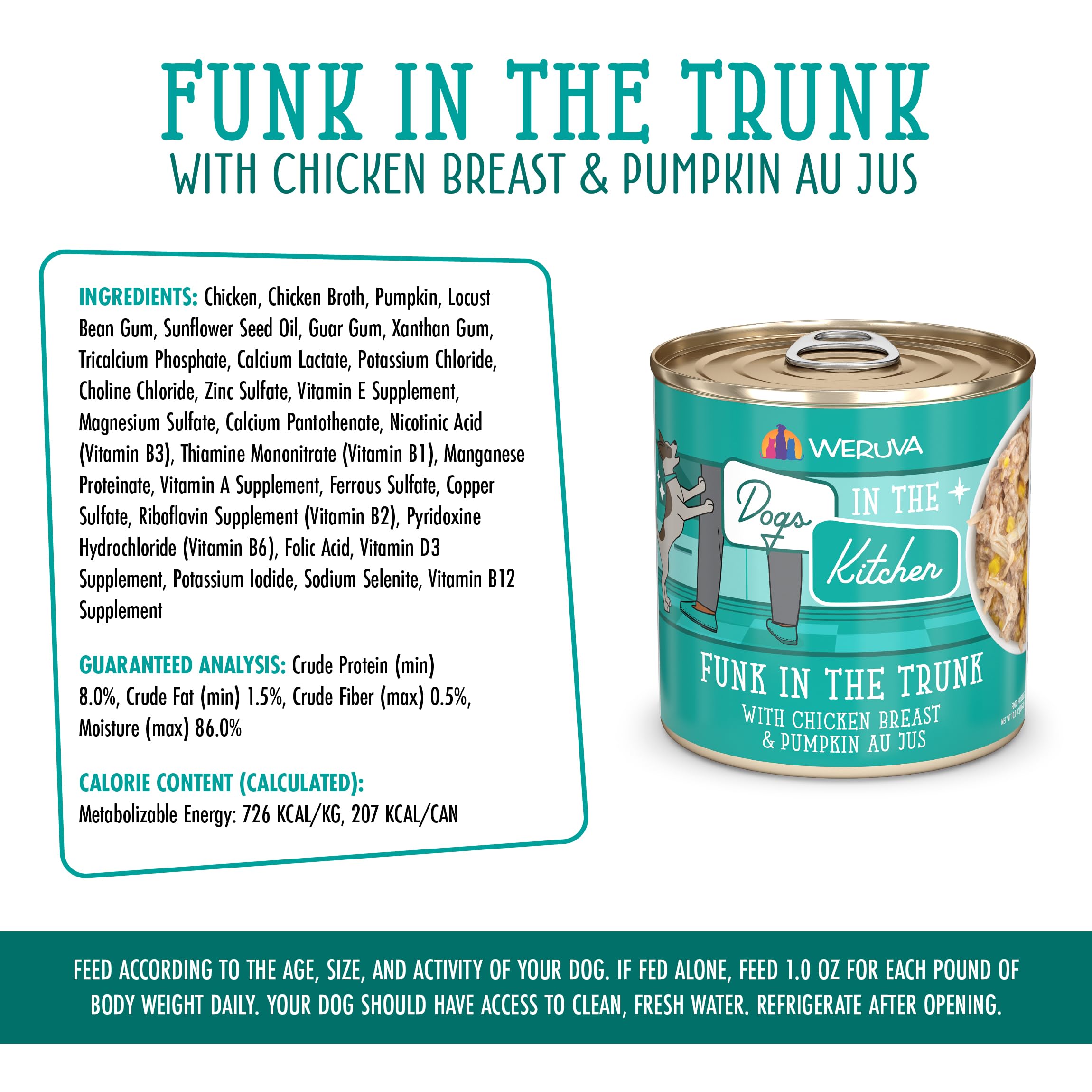 Weruva Dogs in The Kitchen, Funk in The Trunk with Chicken Breast & Pumpkin Wet Dog Food, 10oz Can (Pack of 12)