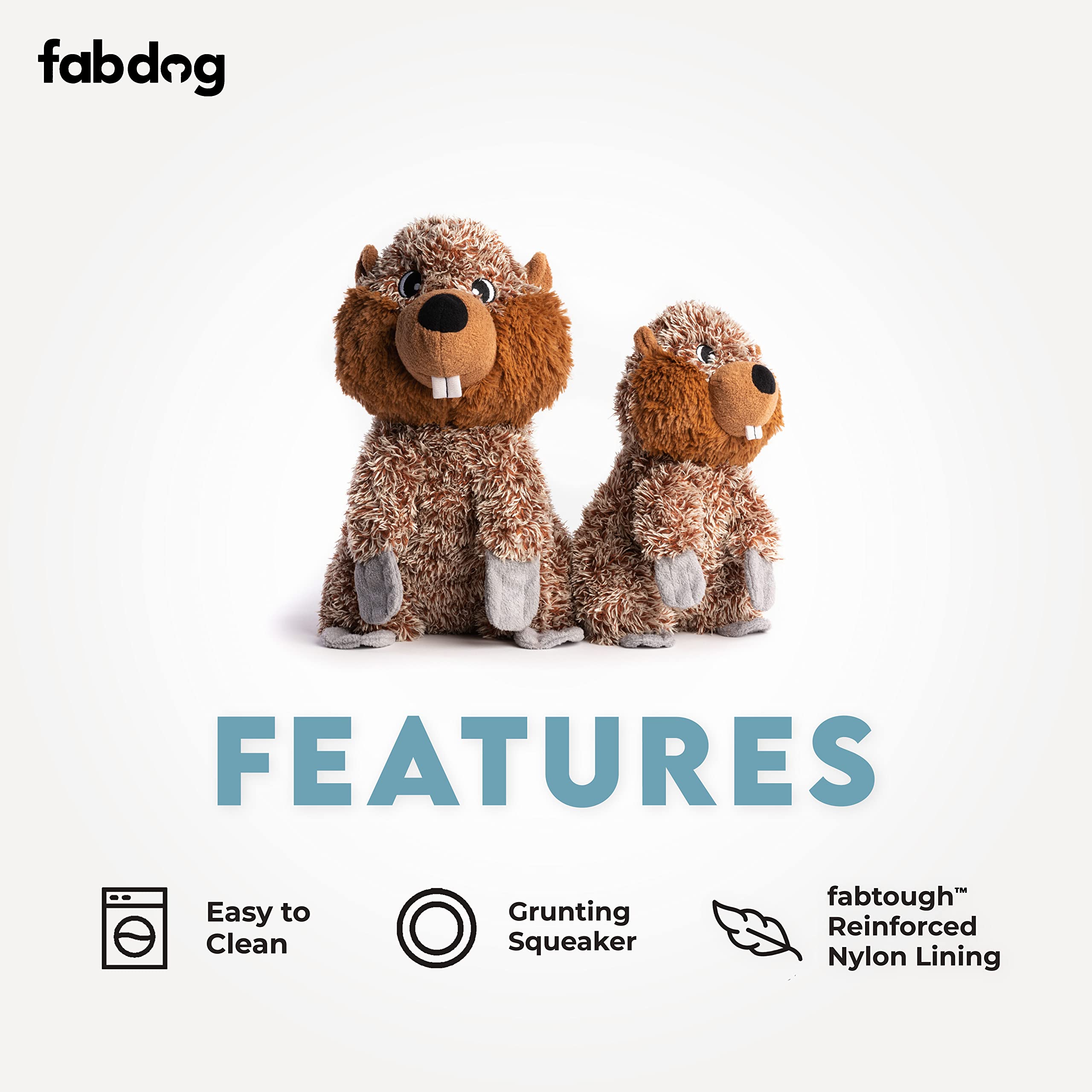 Fabdog Fluffies Dog Toys - Squeaky Plush Dog Toy For All Breeds - Cute Animal-Themed Puppy Toys Make For Ideal Gift - Fun Nylon Dog Toys With Squeak| Large Beaver