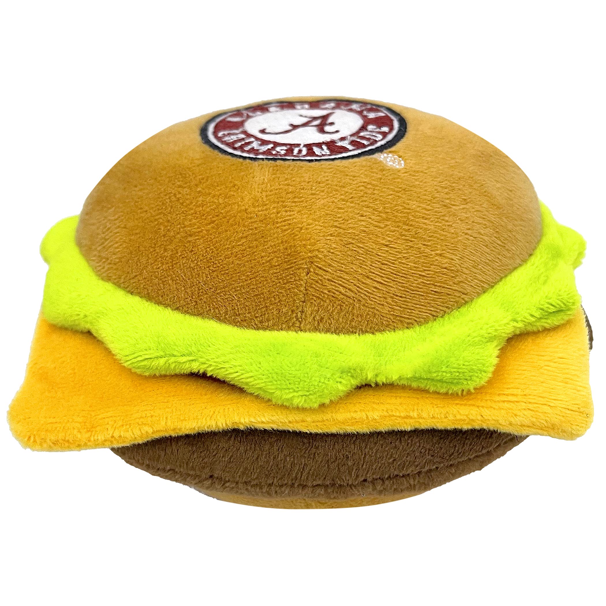 Ncaa Alabama Crimson Tide Cheeseburger Plush Dog & Cat Squeak Toy- Cutest Stadium Hamburger Snack Plush Toy For Dogs & Cats With