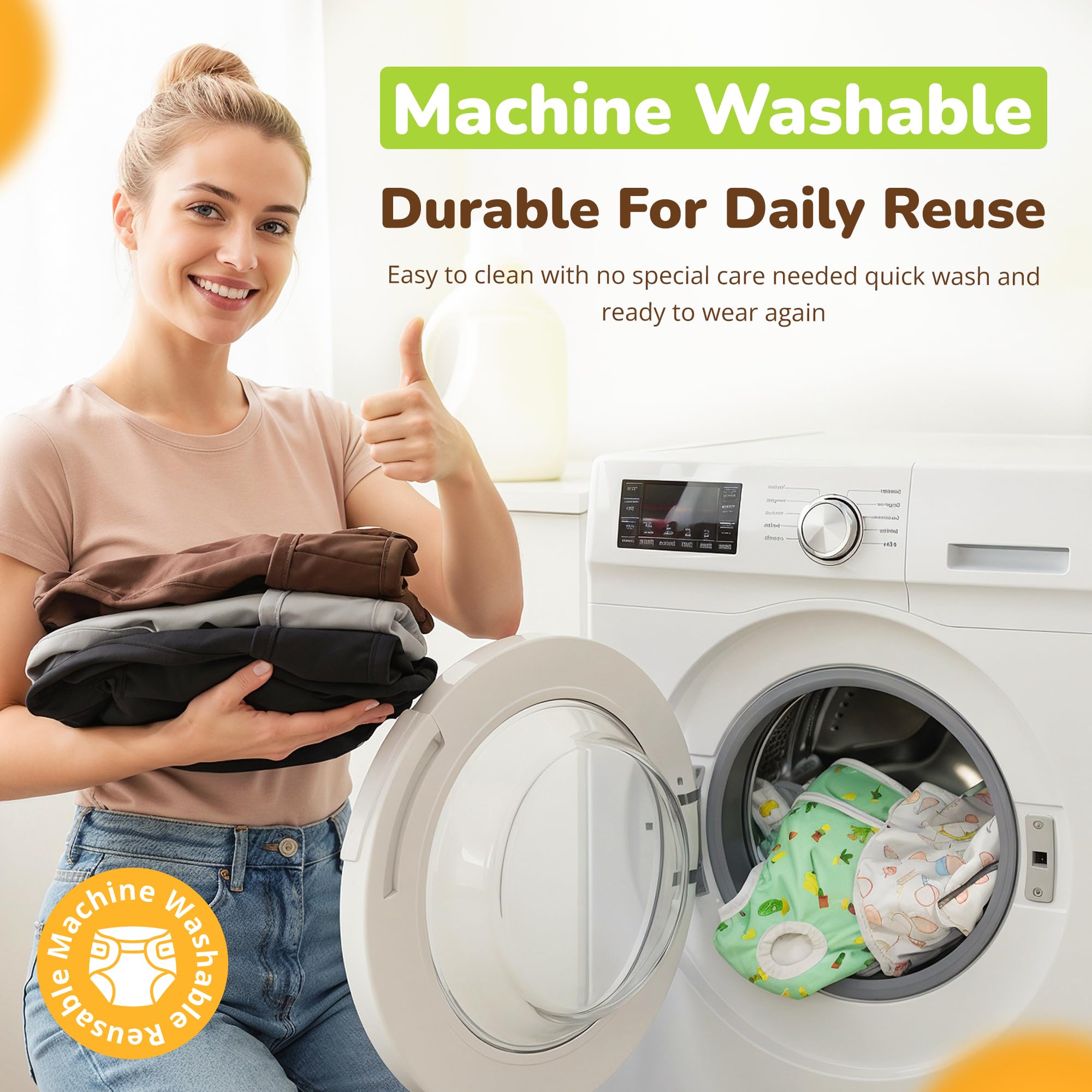 Pet Magasin Reusable Washable Dog Diapers (Pack of 3) Highly Absorbent with Strong & Flexible Closure (Trending, X-Small (10   -