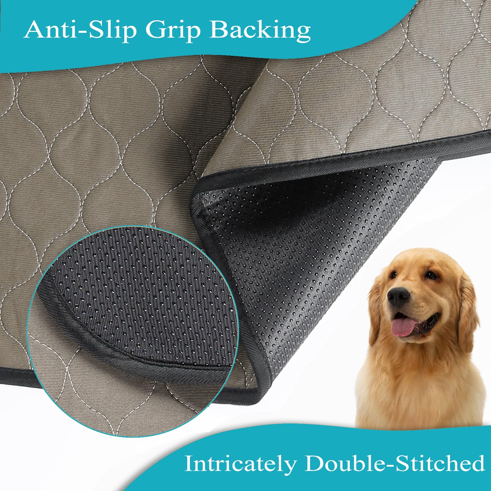 Bunlitent Washable Pee Pads For Dogs 24'' X 36'', 5 Pack, Reusable Puppy Pee Pads Washable, Dog Training Pads With Quick Dry, La