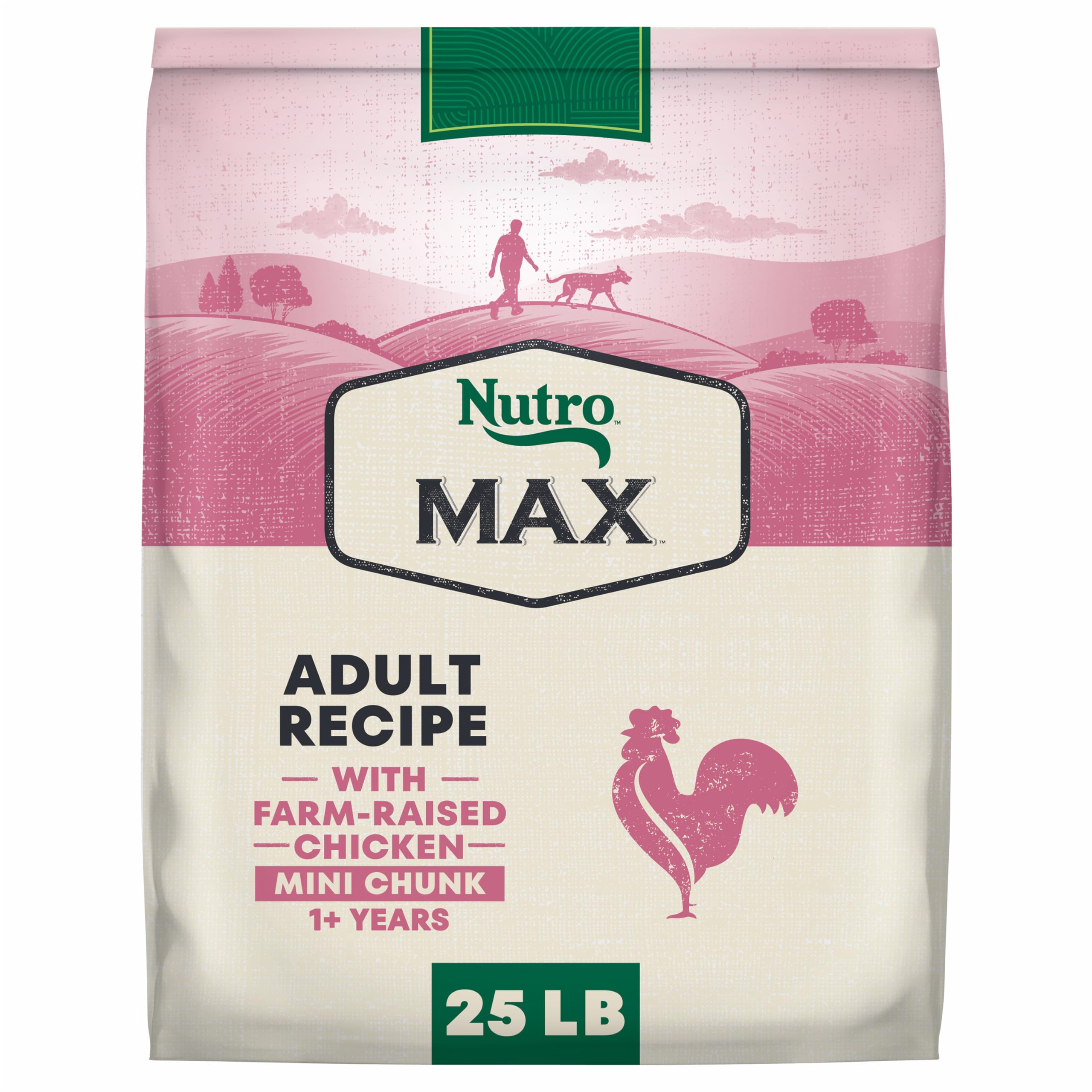 Nutro Max Adult Mini Chunk Dry Dog Food, Farm-Raised Chicken, 25 lb. Bag