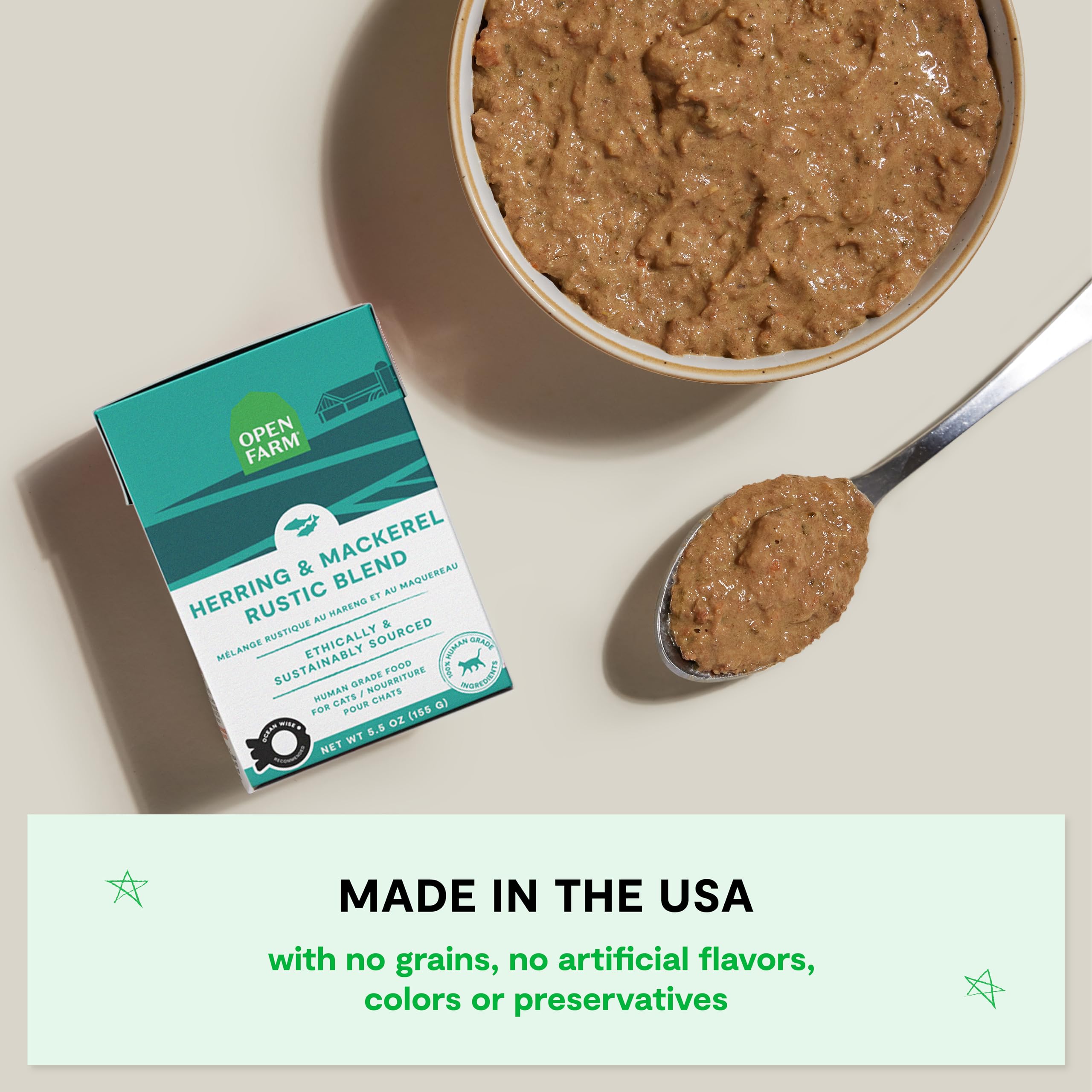 Open Farm Herring & Mackerel Blend Wet Cat Food, Complete Meal or Food Topper with Responsibly Sourced Meat and Superfoods Witho