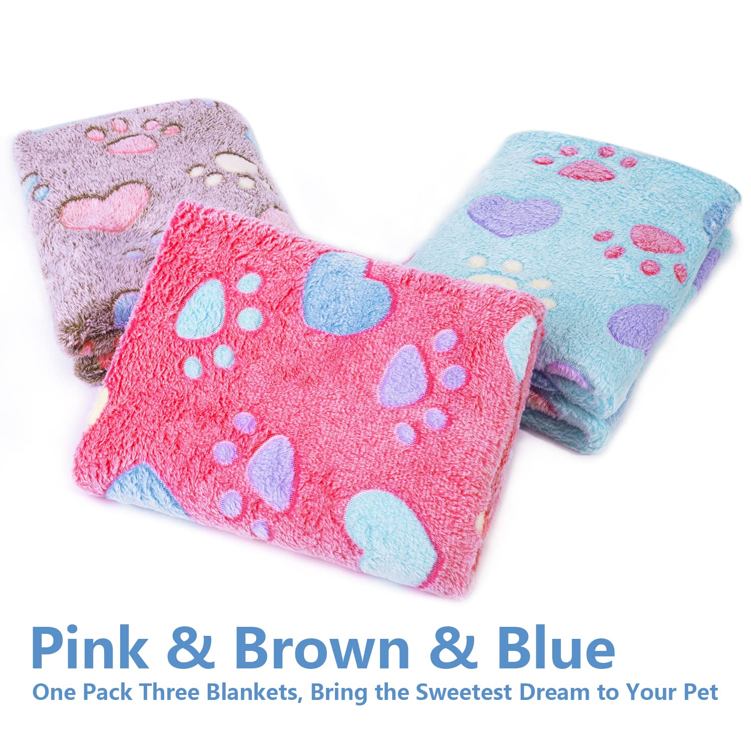 Leapsheep Pet Blankets For Dogs Cats - 3Pack Heart Pattern Super Soft Fluffy Dog Blankets For Small Medium Large Doggy Kitten(He