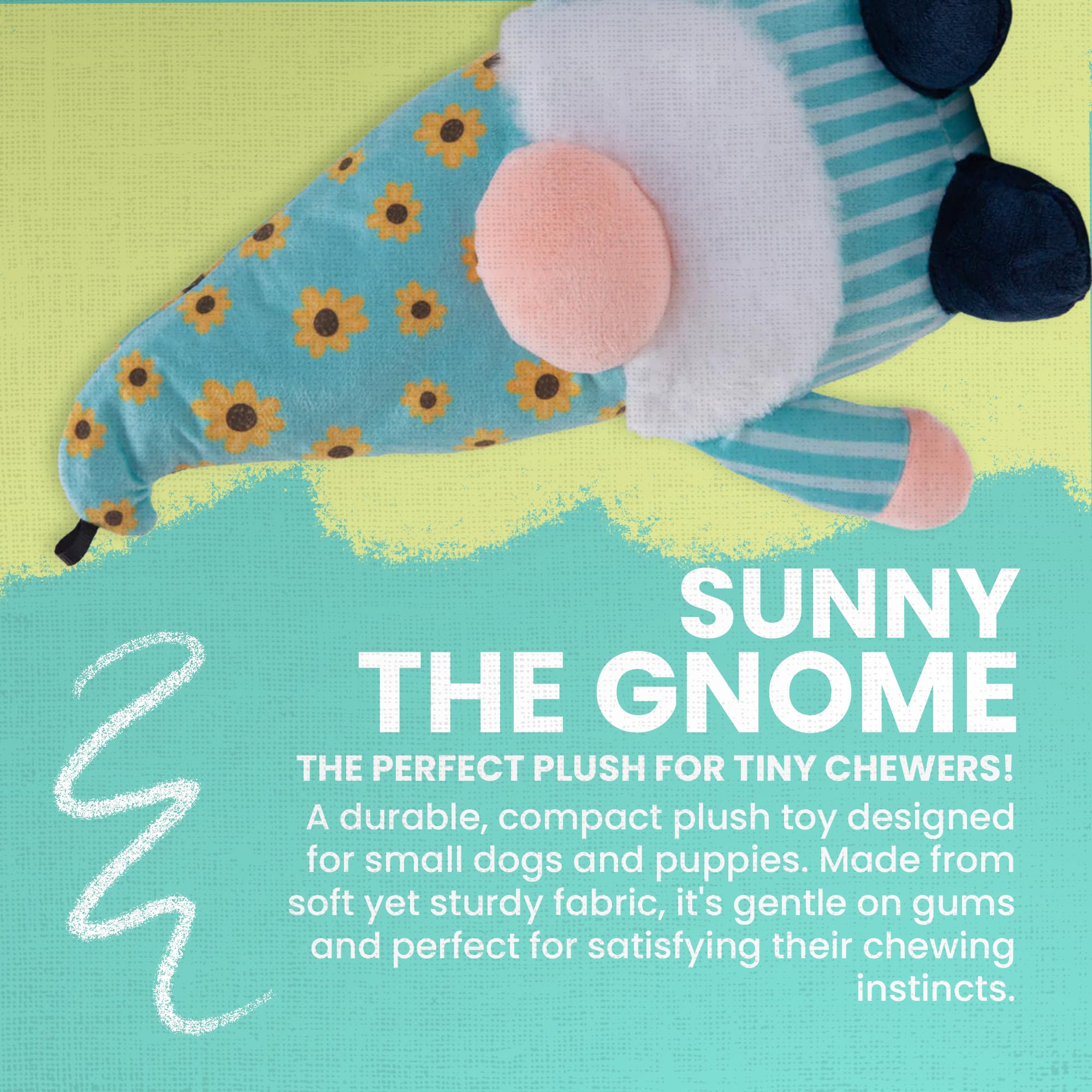 Snug Arooz Snugarooz Sunny The Gnome Plush Dog Toy With Repair Patch ?Eco-Friendly - Crinkle & Squeaky Fun, Perfect For Small Dogs, Made From Recycled Materials