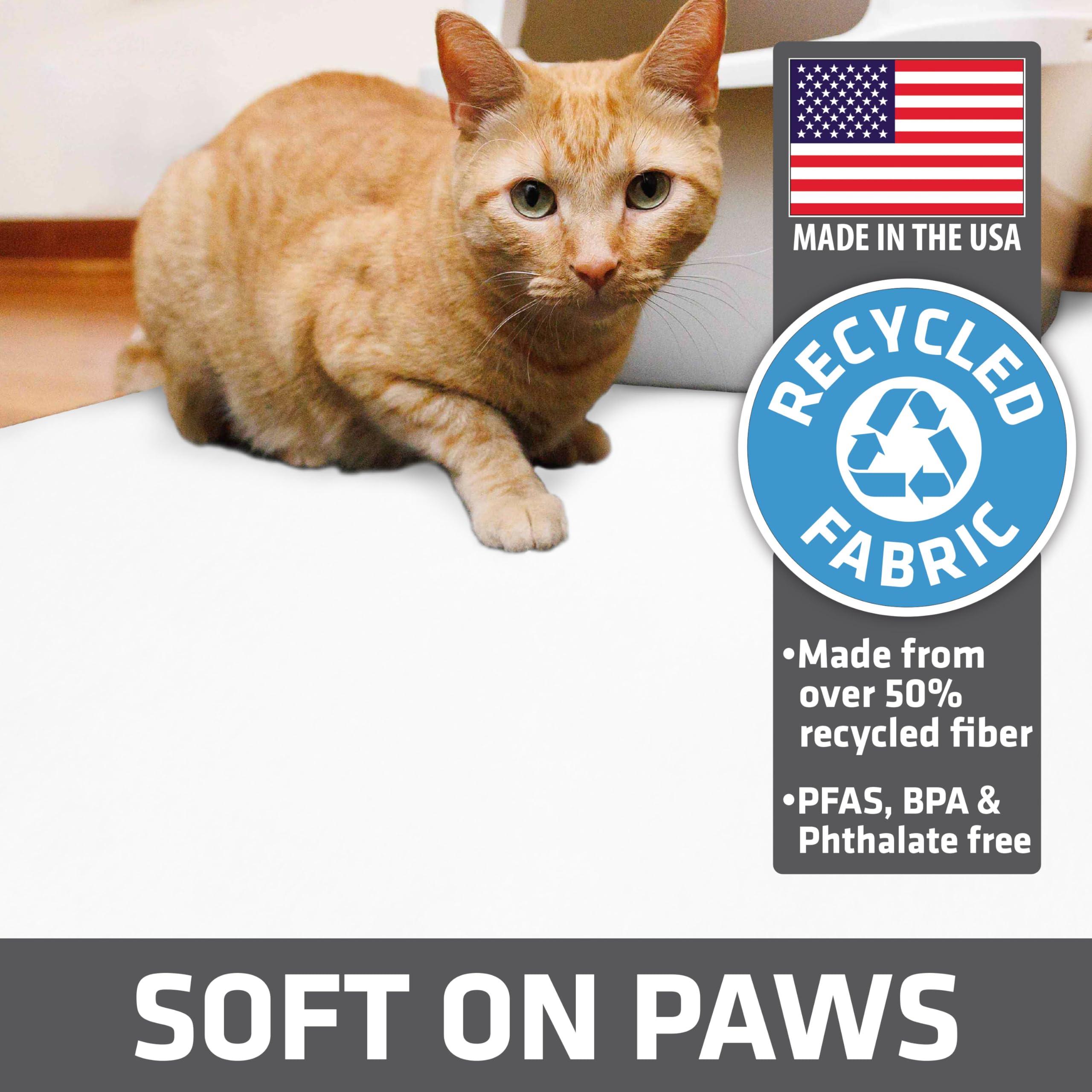 Drymate Cat Litter Mat - Waterproof, Absorbent, Soft, Machine Washable - 28”x36” - White - USA Made with Recycled Content