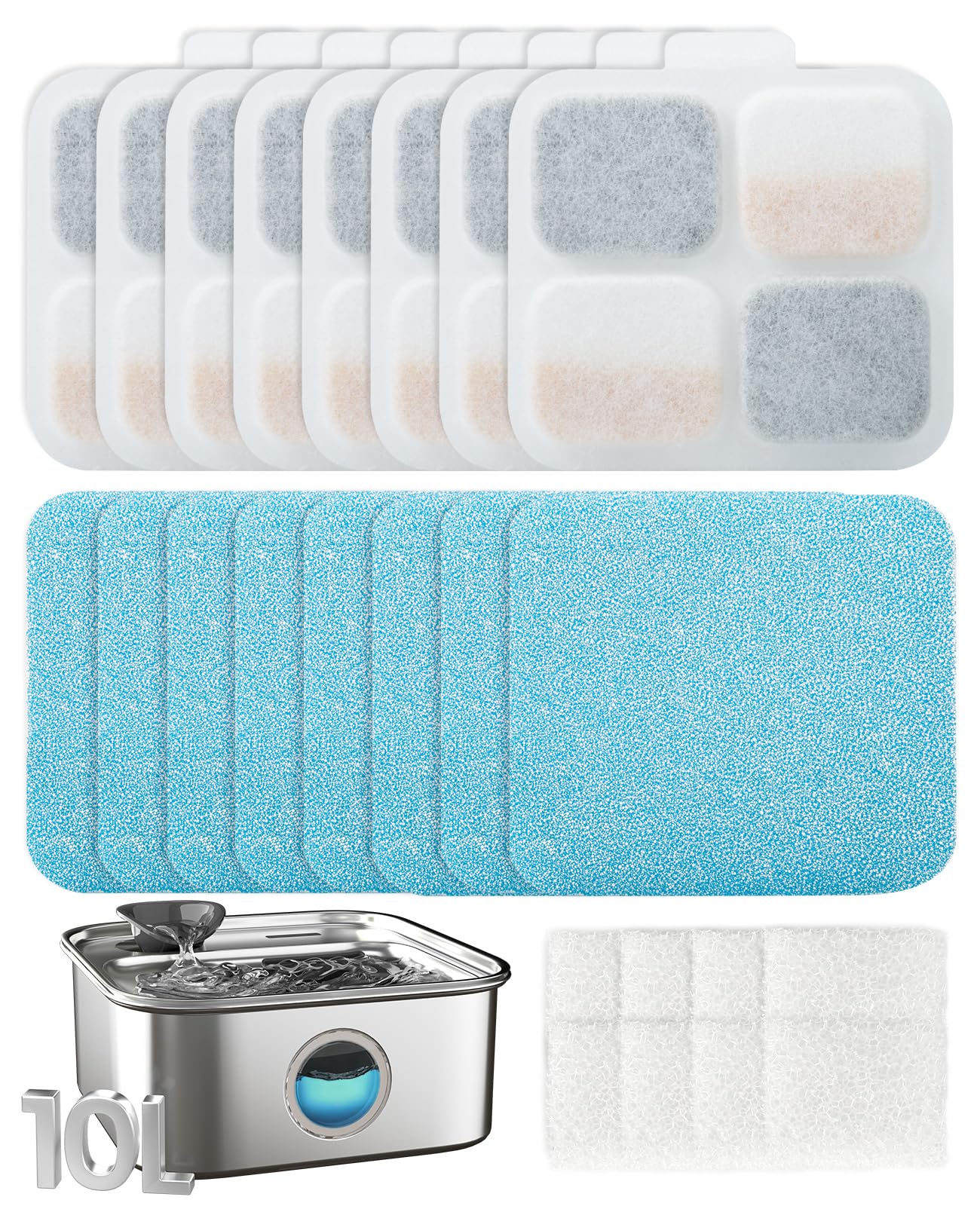 oneisall 8Set Filters for for PW07SAU 10L/2.64Gal Stainless Steel Dog Water Fountain