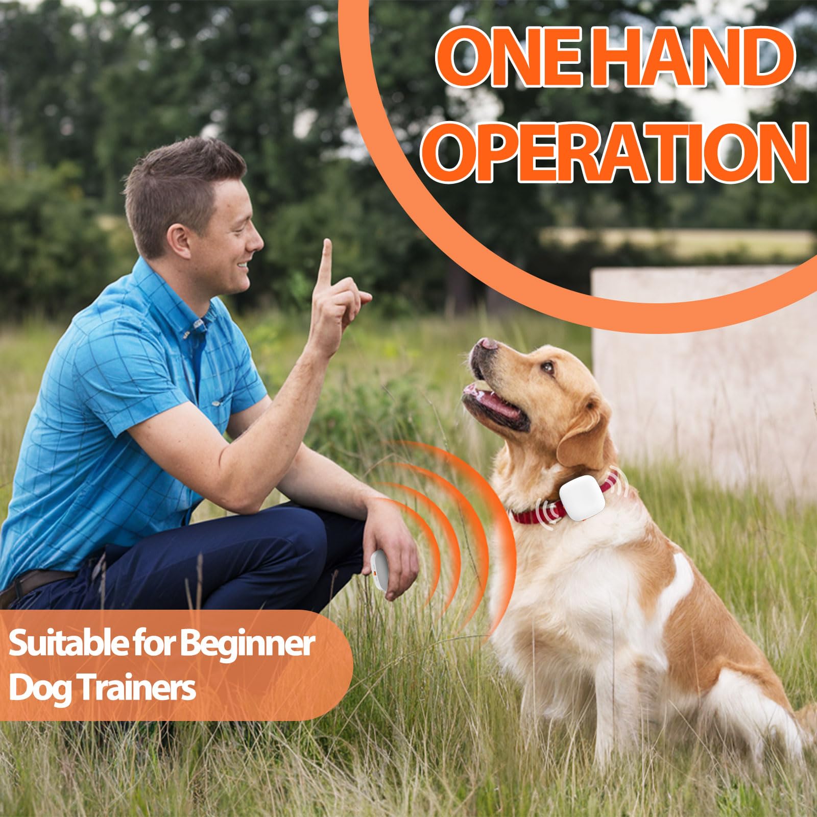 Carmelie Dog Training Device No Shock, Dog Training Collar Clip With Remote, Safe & Humane Vibrating Clicker, One-Touch Operatio