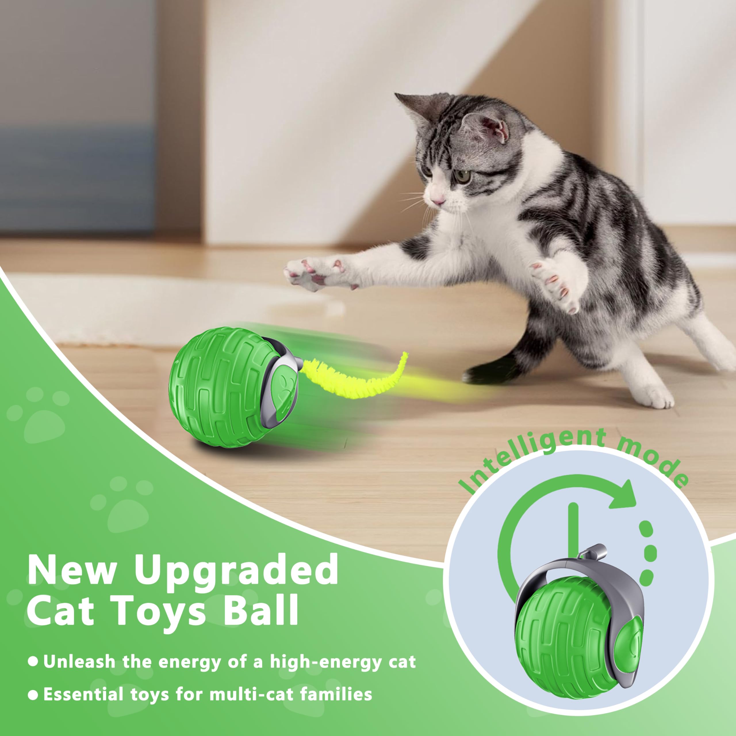 Yemeda Cat Toys,Interactive Cat Toys Ball For Bored Indoor Cat,Automatic Rolling,Drop Resistant And Obstacle Avoidance,2 Modes A