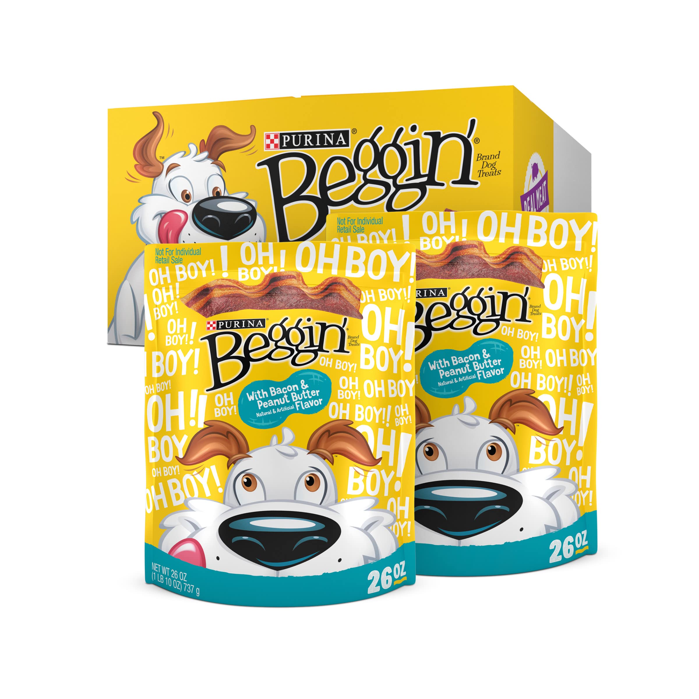 Purina Beggin Strips With Real Meat Dog Treats, With Bacon and Peanut Butter Flavor - (Pack of 2) 26 oz. Pouches