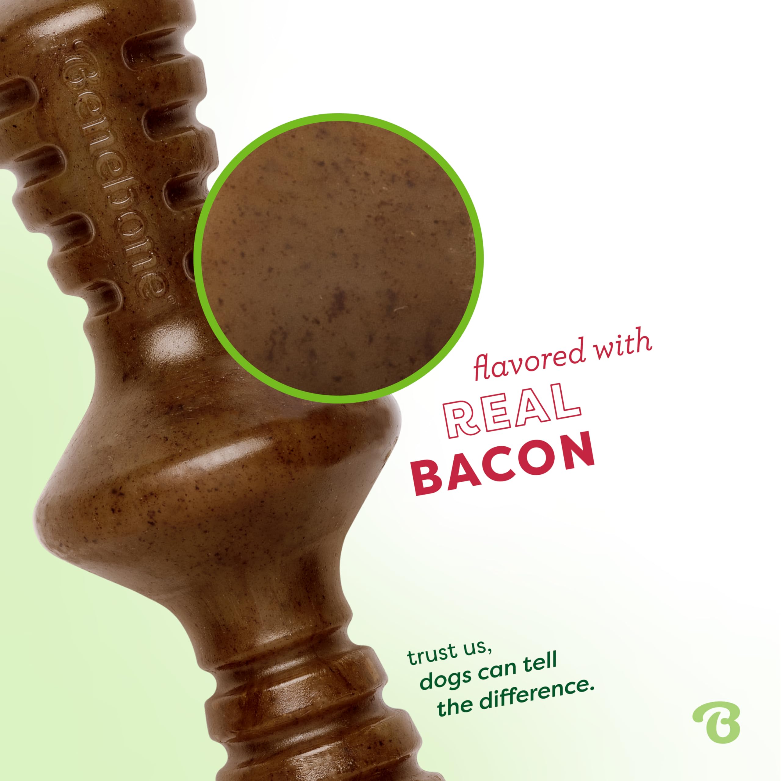 Benebone Zaggler Rolling Dog Chew Toy For Aggressive Chewers, Real Bacon, Made In Usa, Small