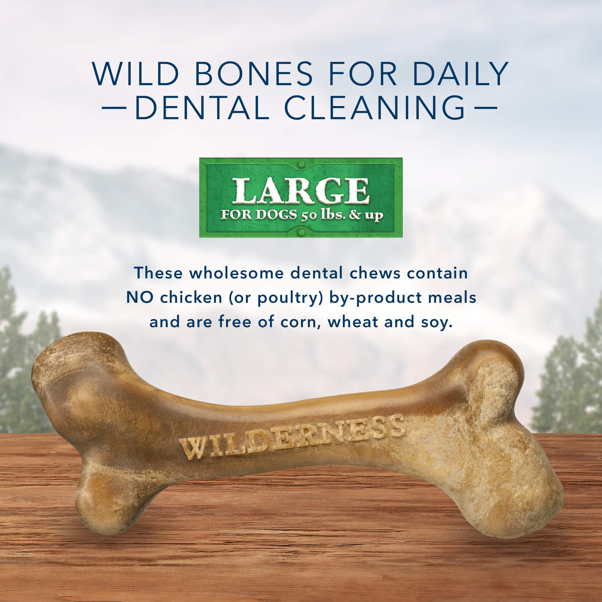 Blue Buffalo Wilderness Wild Bones Grain-Free Dental Chews Dog Treats, Large, 27-oz Bag
