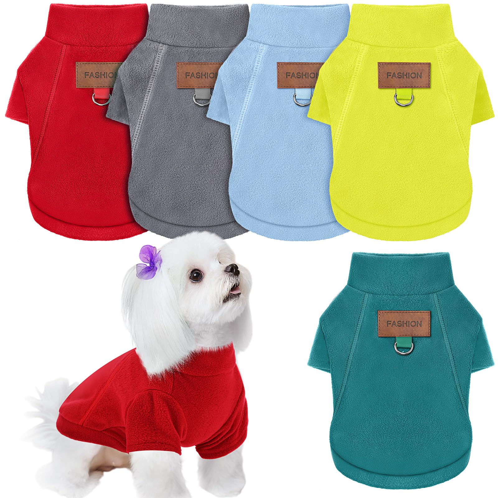 Sunnymove 5 Pcs Fleece Dogs Sweaters for Small Medium Large Puppy Cat Pet Winter Soft Warm Pullover Jumper Turtleneck Sweatshirt