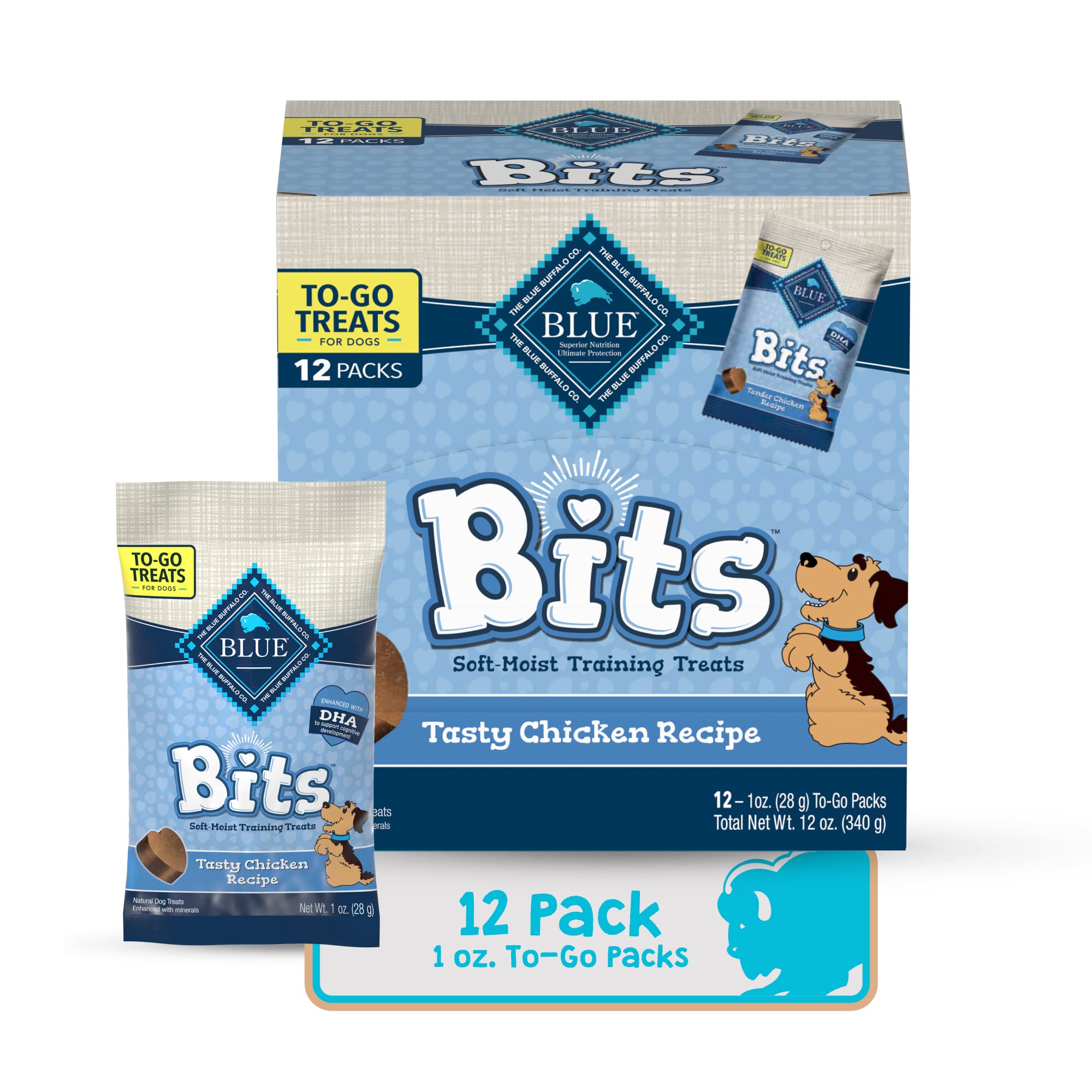Blue Buffalo BLUE Bits Natural Soft Moist Training Dog Treats TOGO Chicken Recipe Bags