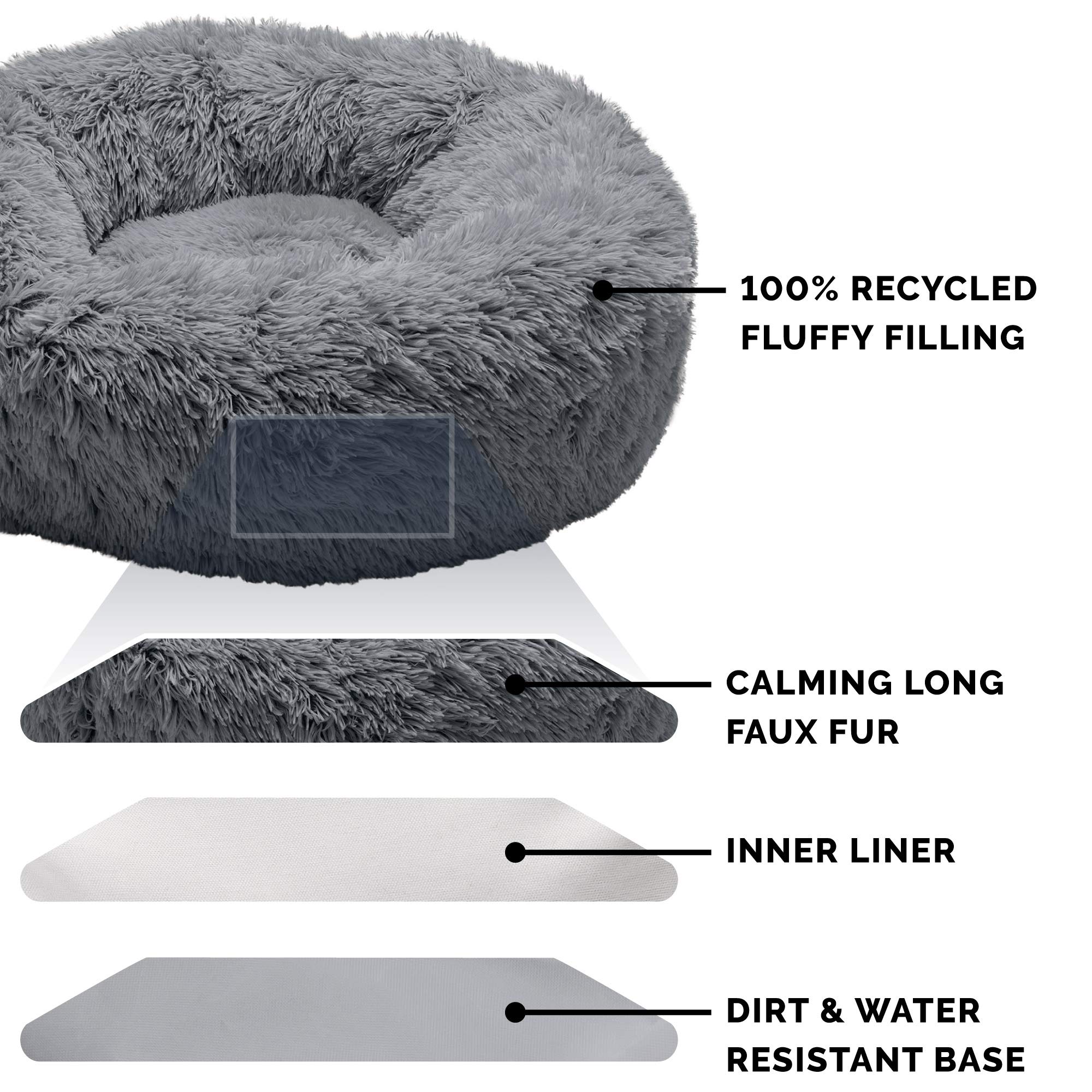 Furhaven 45'' Round Calming Donut Dog Bed for Large Dogs, Refillable w/ Removable Washable Cover, For Dogs Up to 90 lbs - Shaggy